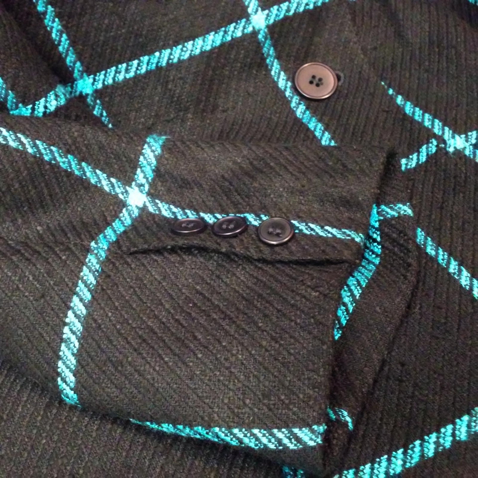Vintage 80s Evan Picone Silk Blazer USA Union Tag -10 Tailored Window Pane Black