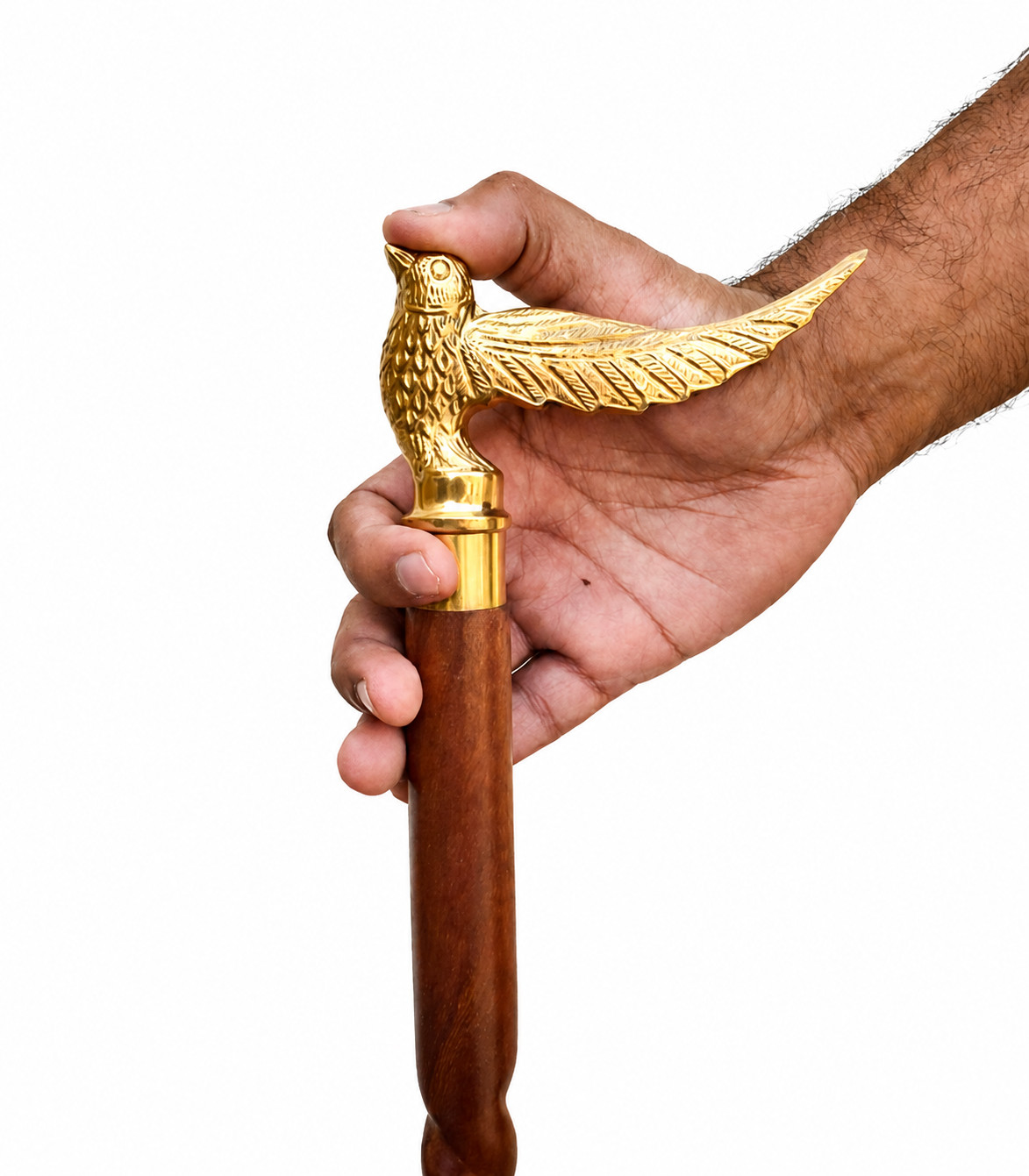 Handcrafted Wooden Walking Cane Brass Bird Handle Walking Stick Men’s Gift
