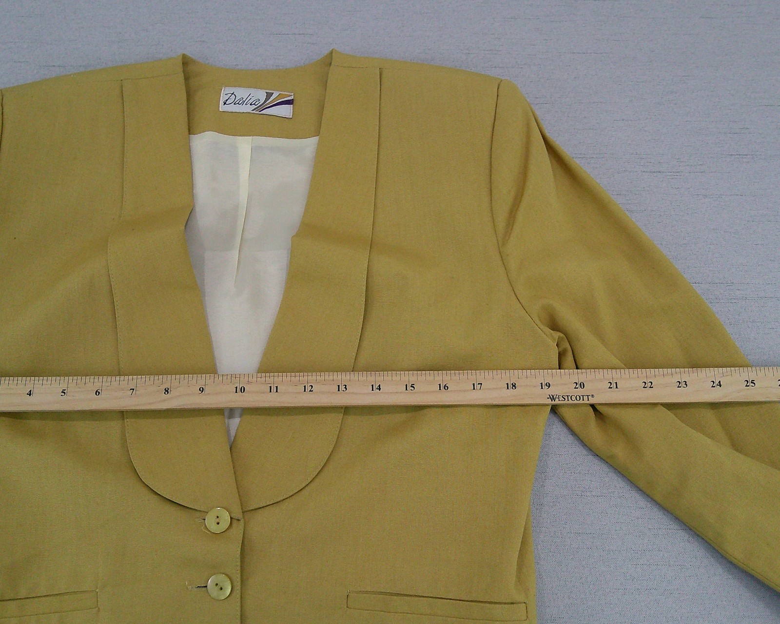 Dalia Vintage Cropped Blazer Womens Medium Mustard Yellow 80s Structured Retro