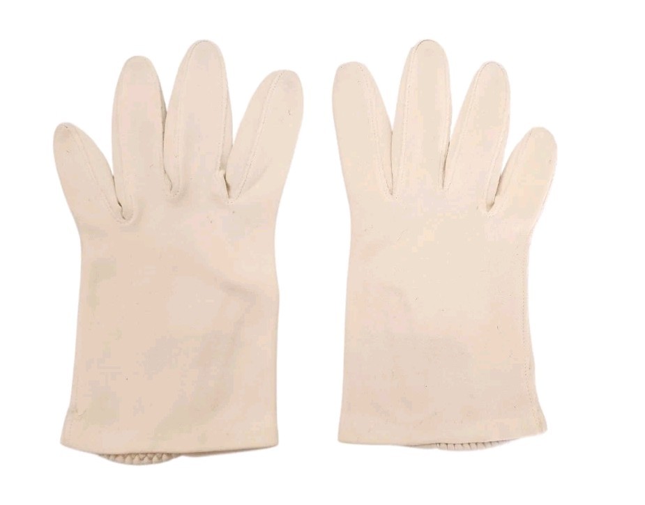 FOWNES DOETTE DELUXE Ivory Double Woven Cotton LADIES VINTAGE GLOVES sz 7