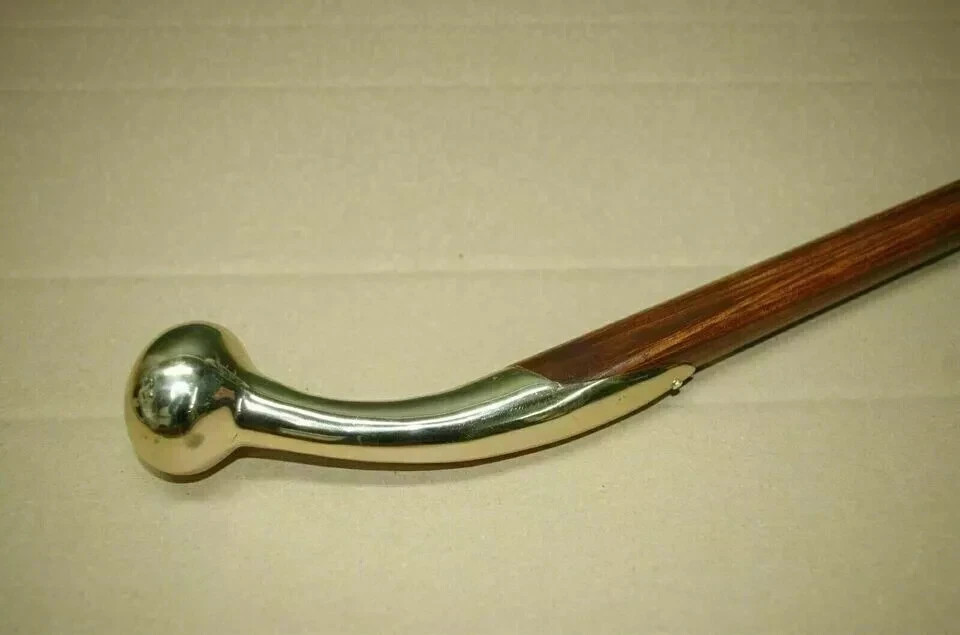 Brass Handle Wooden Walking Stick 3 Section Dismantle Hiking Cane Gift 37″