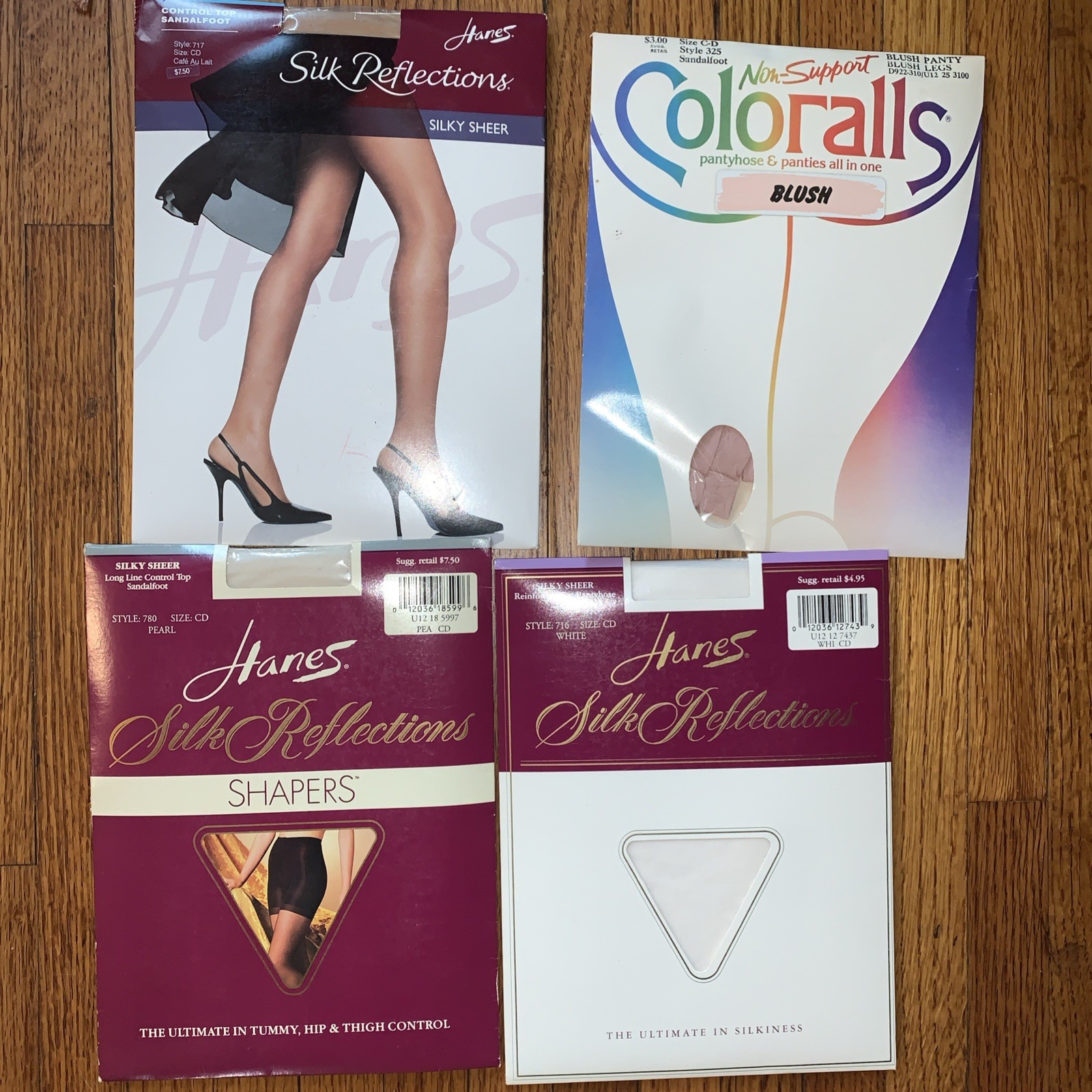Lot Of 4 Cd Coloralls by Hanes Pantyhose & Panties Shapers And Silk Reflections