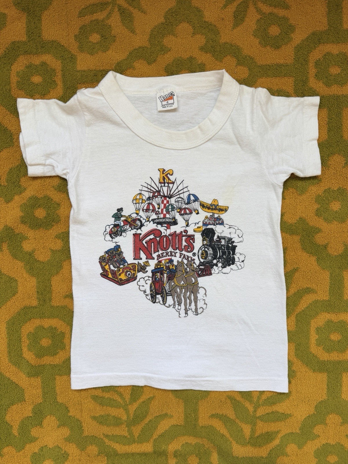 1980s Kids Vintage Knotts Berry Farm Hanes Souvenir T-shirt 4T 100% Cotton