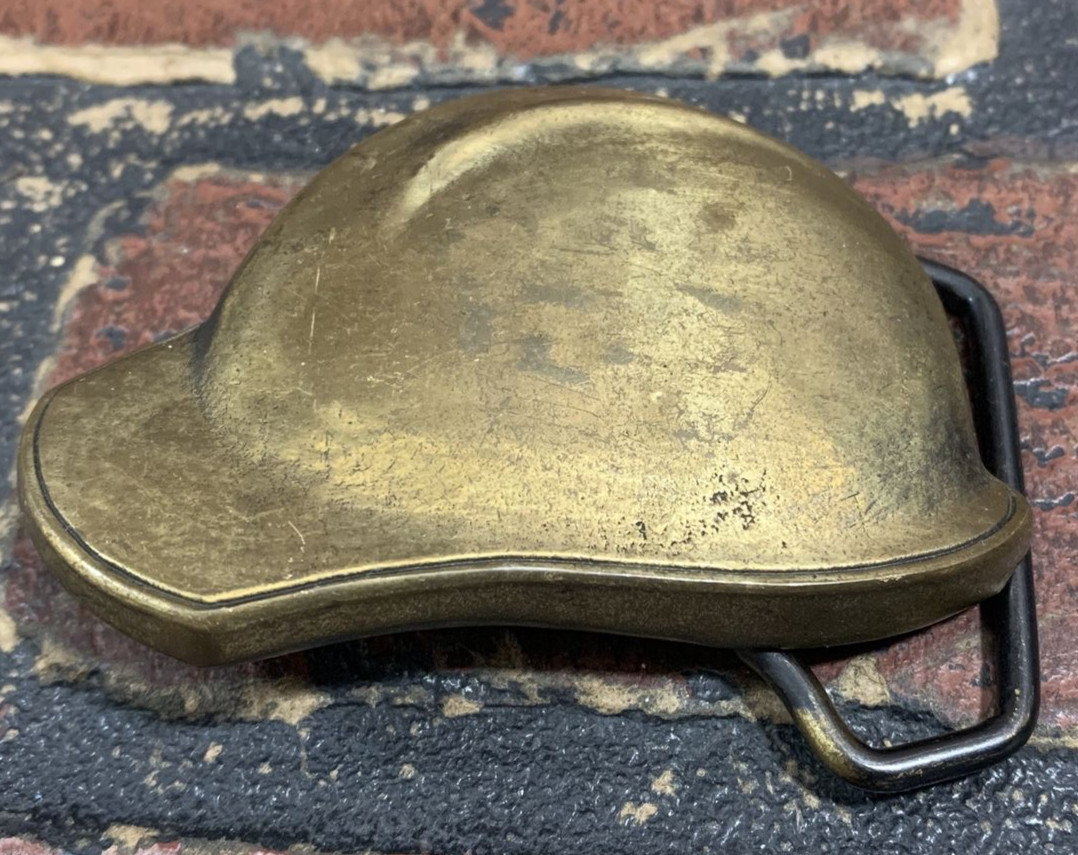 Brass Hardhat Hard Hat Construction Mine Worker Labor 1970s Vintage Belt Buckle