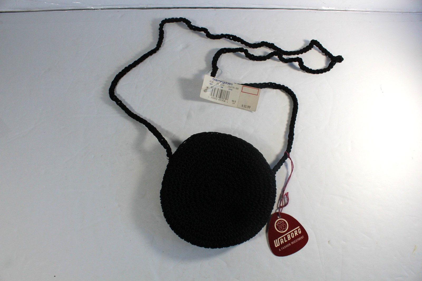 NWT Walborg Italy 5-1/4″ Round Mini Clutch W/ Crossbody Strap Bloomingdales