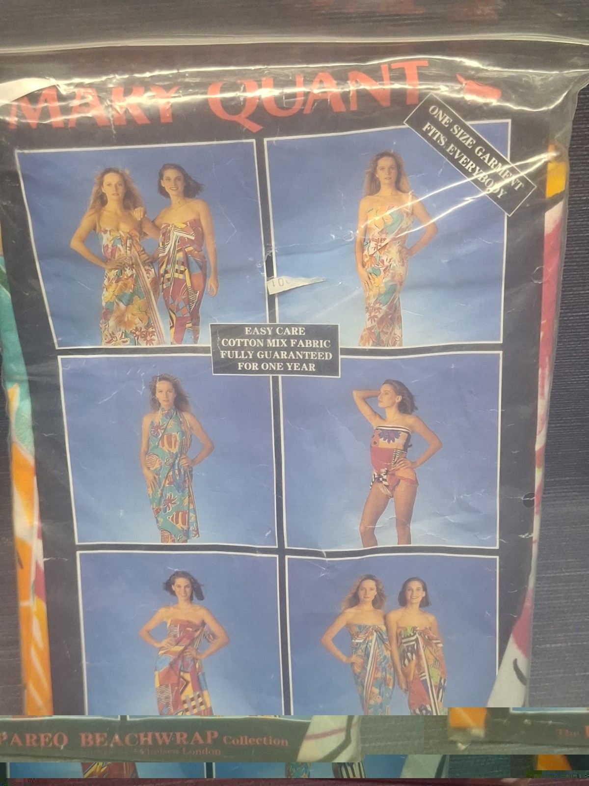 GORGEOUS MARY QUANT Vintage 1980s Pareo Beach Wrap/Sarong mod mom retro Swimwear