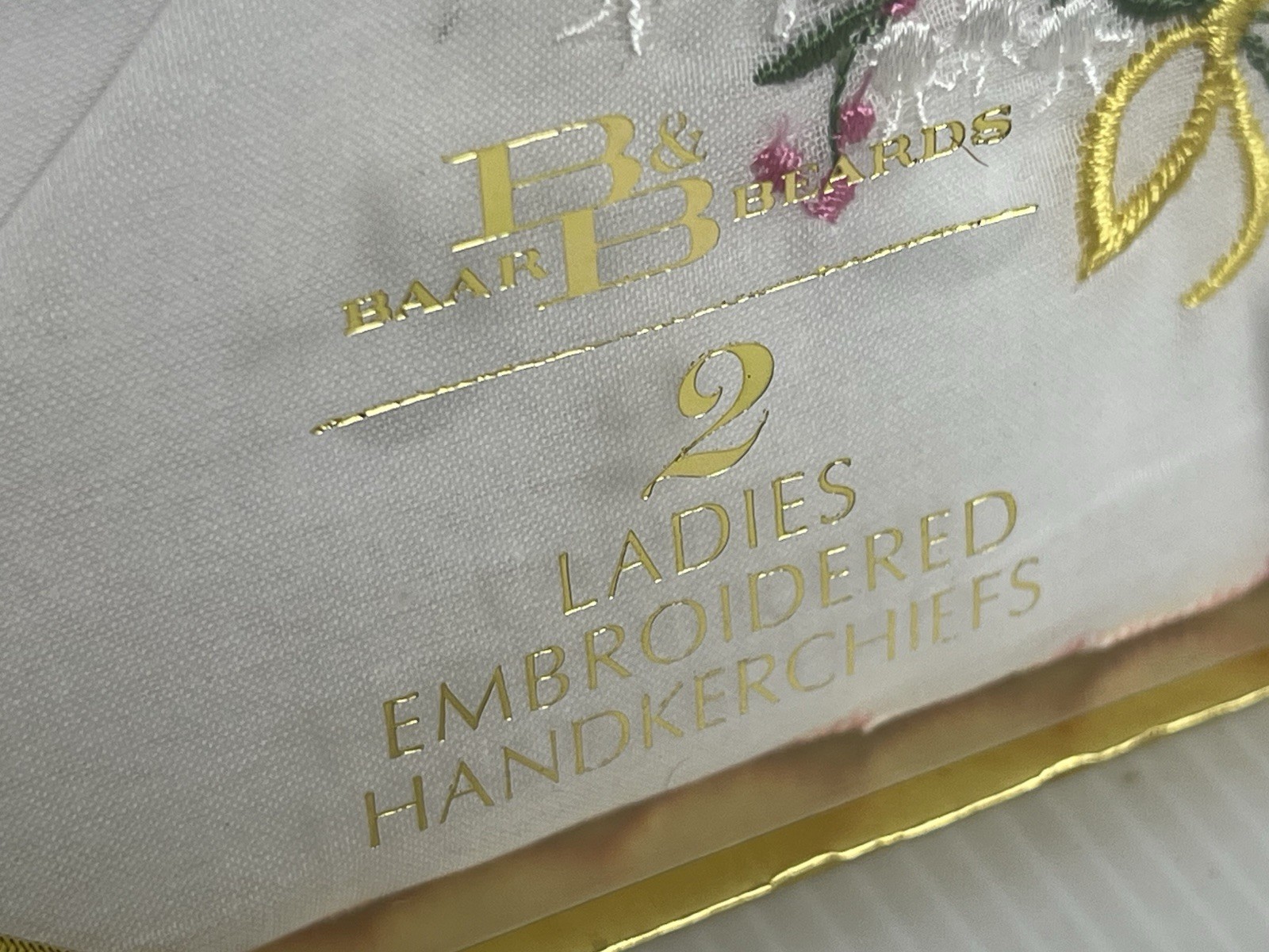 Lot of 2 Boxes Baar & Beards Ladies Embroidered Handkerchiefs 2 Pack Cotton-New