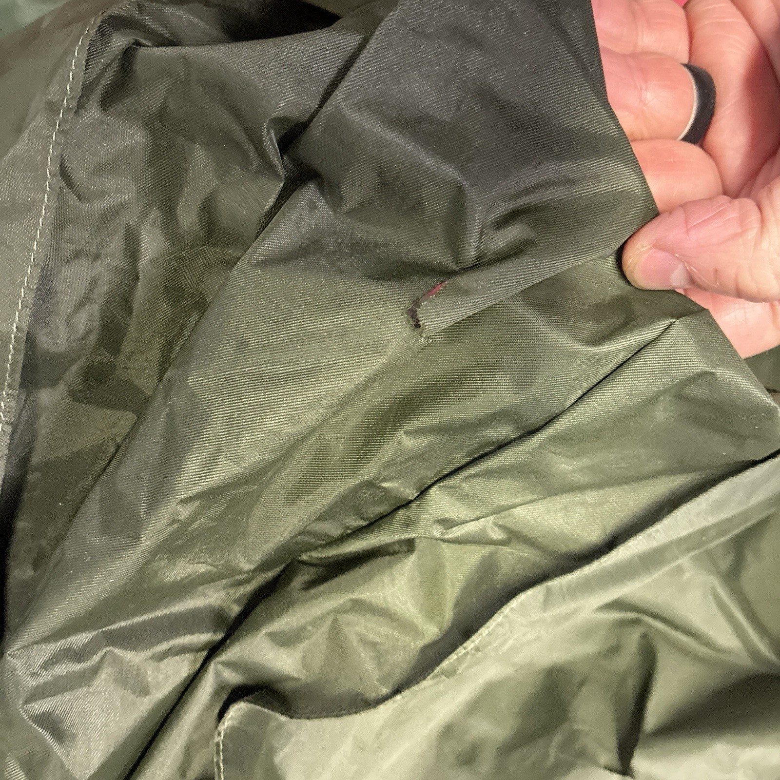 Vtg Military Rubber Coated Nylon Raincoat Trench Rain Jacket 42L Vietnam Era Grn