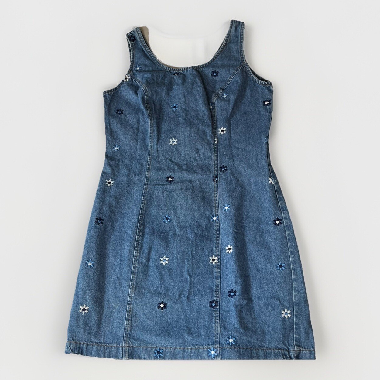 Vintage 90’s California Concepts Size 7 Denim Flower Dress Y2K Juniors Small