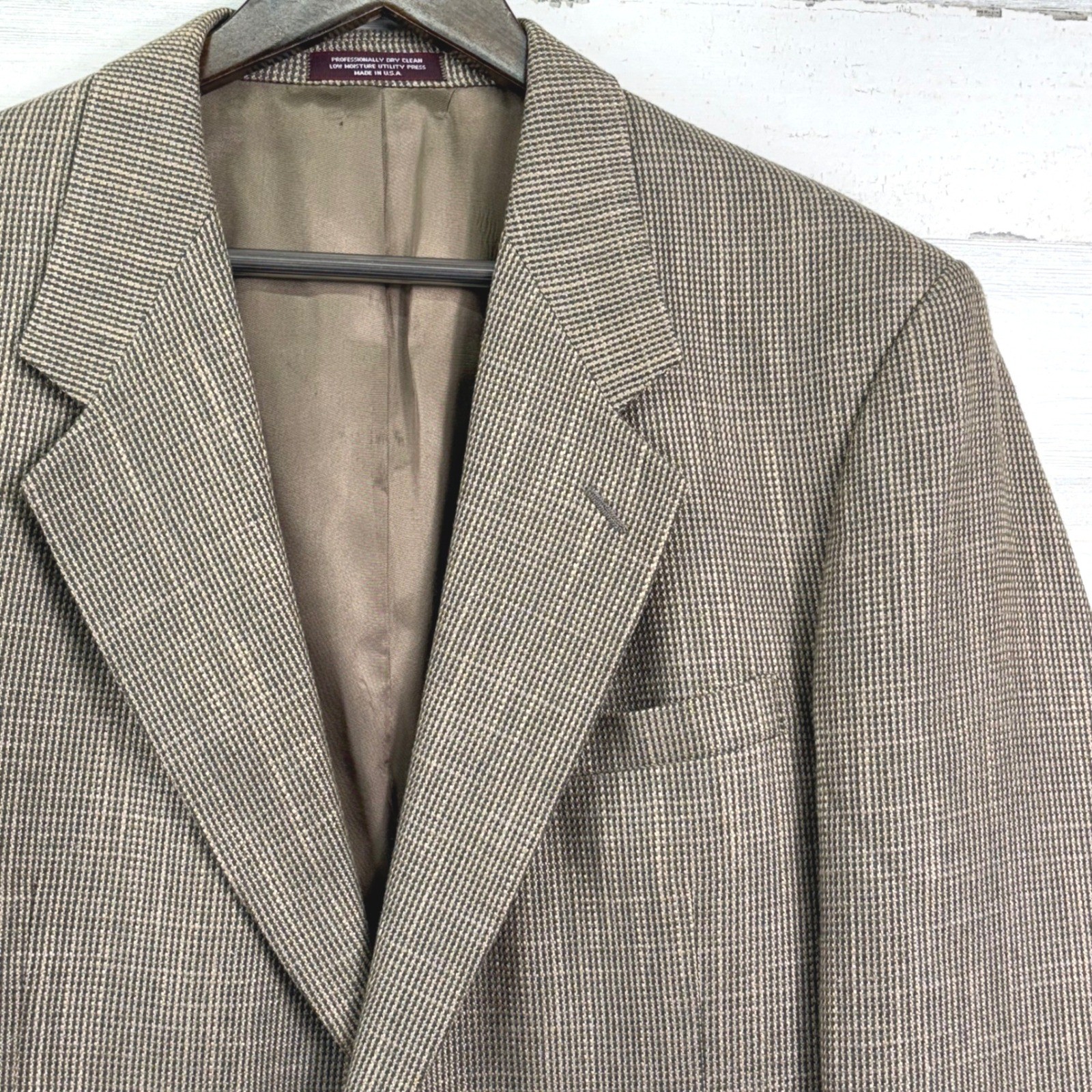 Evan-Picone Blazer Vintage 80s Brown Micro-Check 2 Button Professional Old Money