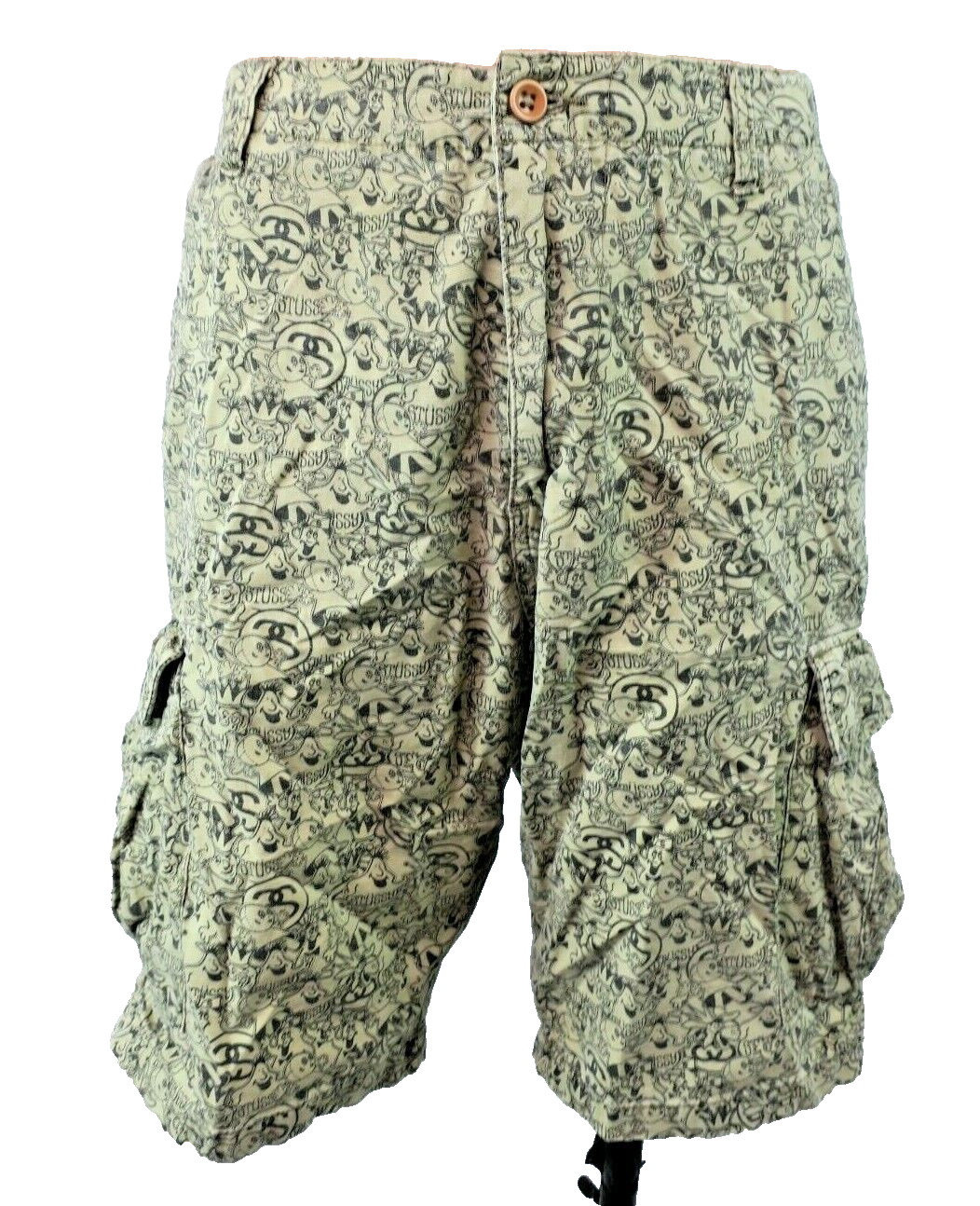 All Over Print Military Tactical Cargo VTG 80s Stussy Shorts Spell Out Sz 36