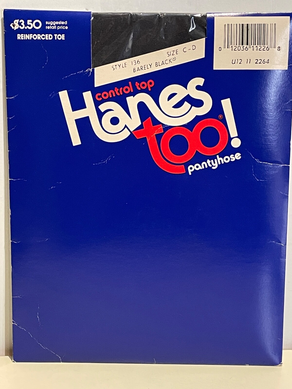NOS VTG HANES TOO CONTROL TOP PANTYHOSE BARELY BLACK NYLONS HEEL*SZ.C-D