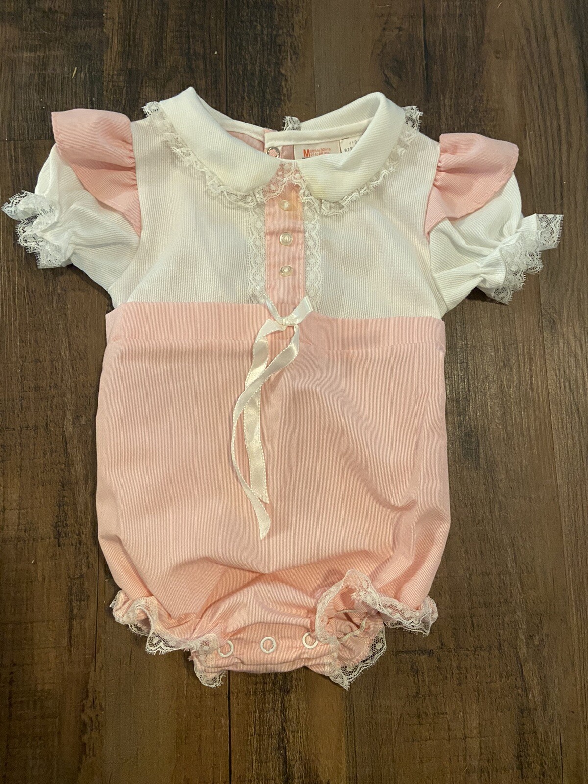 Vintage Sears Pooh Brand Pink Lace Romper Sunsuit Baby Girls SZ M 12-18-24 M