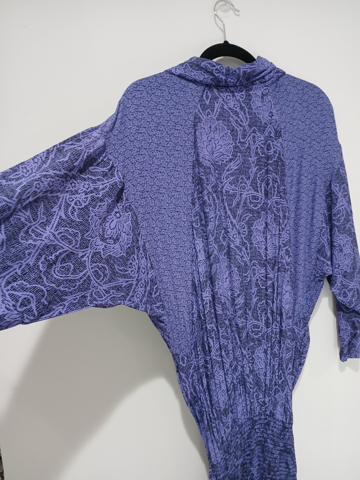 Carole Little For Saint Tropez West 80s Floral Smocked Waist Dress Purple M