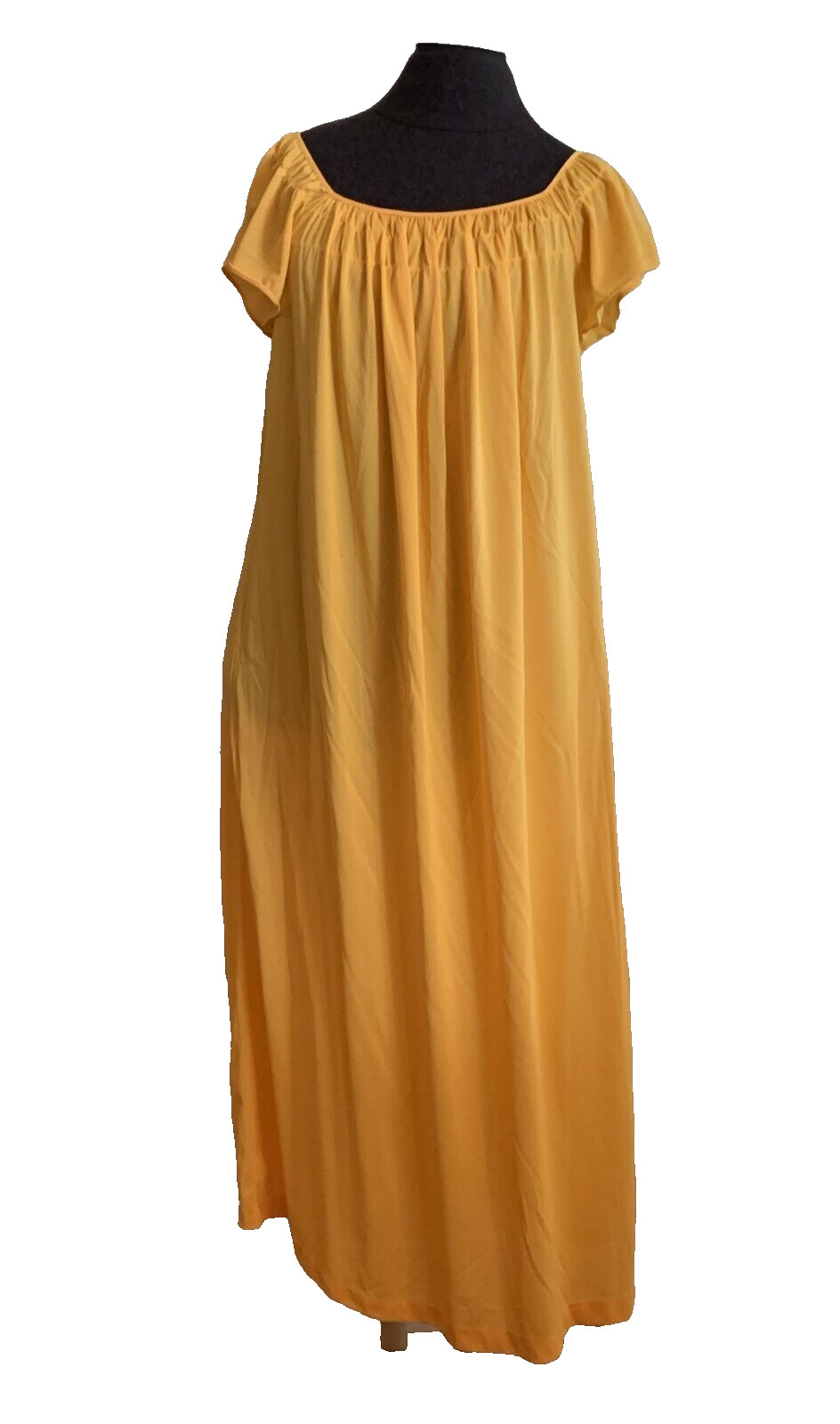 Mango Orange Silky Nylon Long Nightgown Mod Boho Vtg 60s Mr P J Jr by Barad
