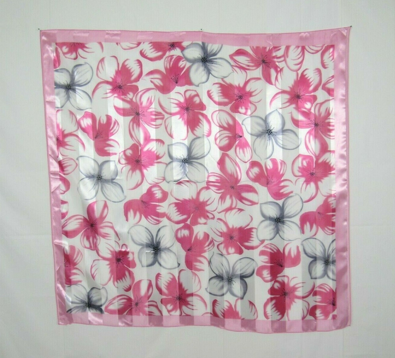 VTG 1960s 70s FLORAL SCARF 38″ by 37 1/2″ FEELS LIKE A POLY SILK NYLON BLEND