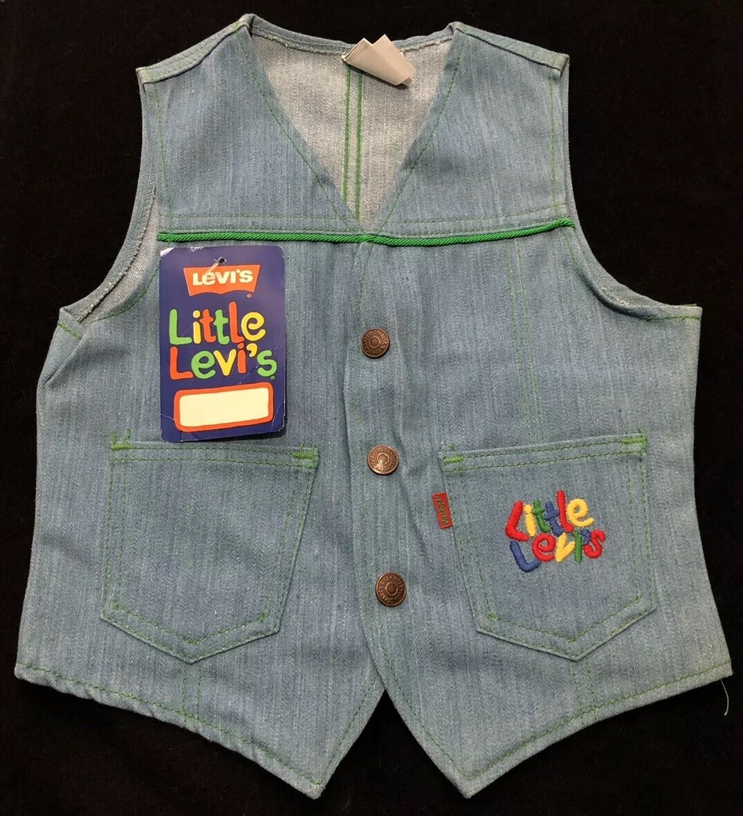 Rare Vintage 80s Little Levi’s Denim Western Vest Toddler Size 6 Juv NWT NOS