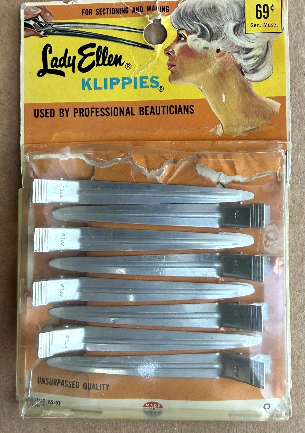 Vintage Display Card of Lady Ellen Klippies for Sectioning and Waving – Unused