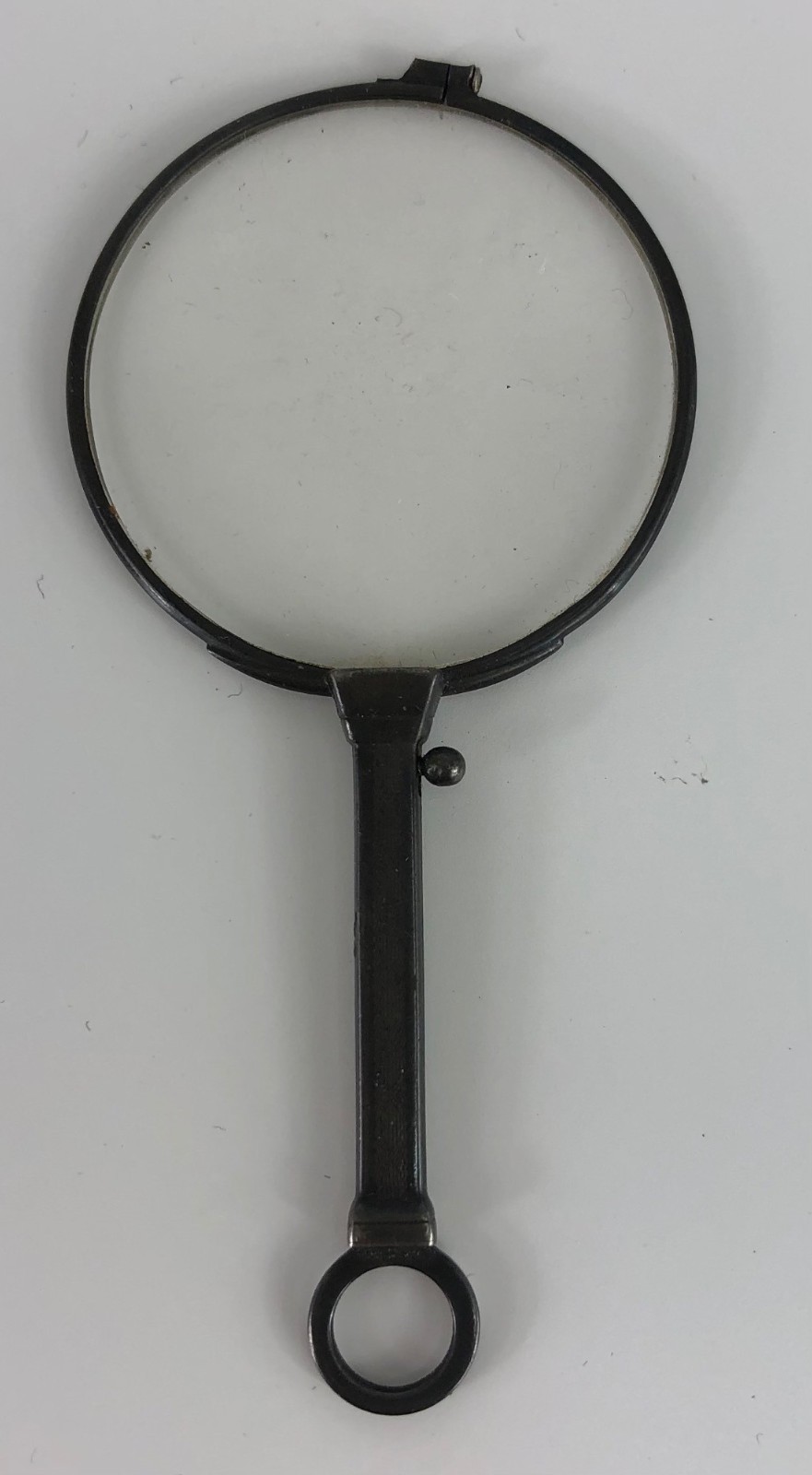 Antique Black Metal Lorgnette Frame w/Glass Lens Parts Only Repair Piece