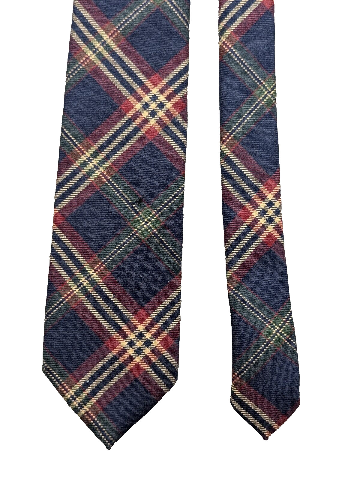 Vintage Brooks Brothers Makers Mens Tie Plaid 100% Wool Made in USA *flaws*