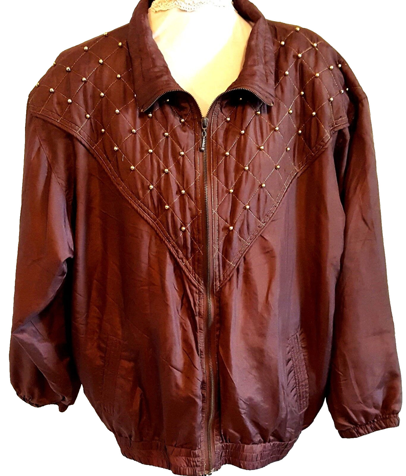 STUNT SPORTS RN 85361 Women’s Vintage Silk Windbreaker Bomber Jacket – Size: XL