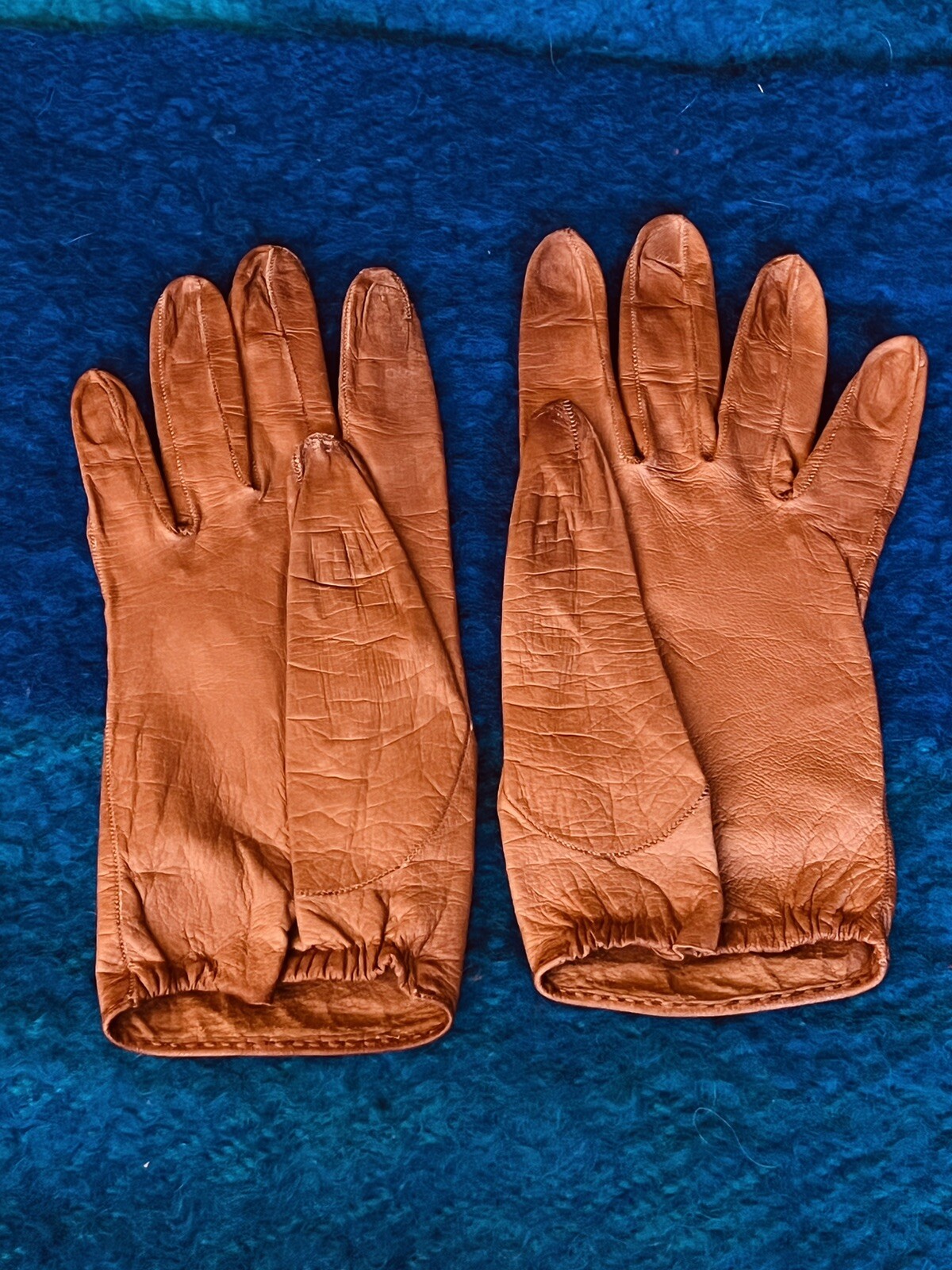 Antique CHRISTIAN DIOR Kid Leather Carmel Brown Gloves Sz 6.5 Signed