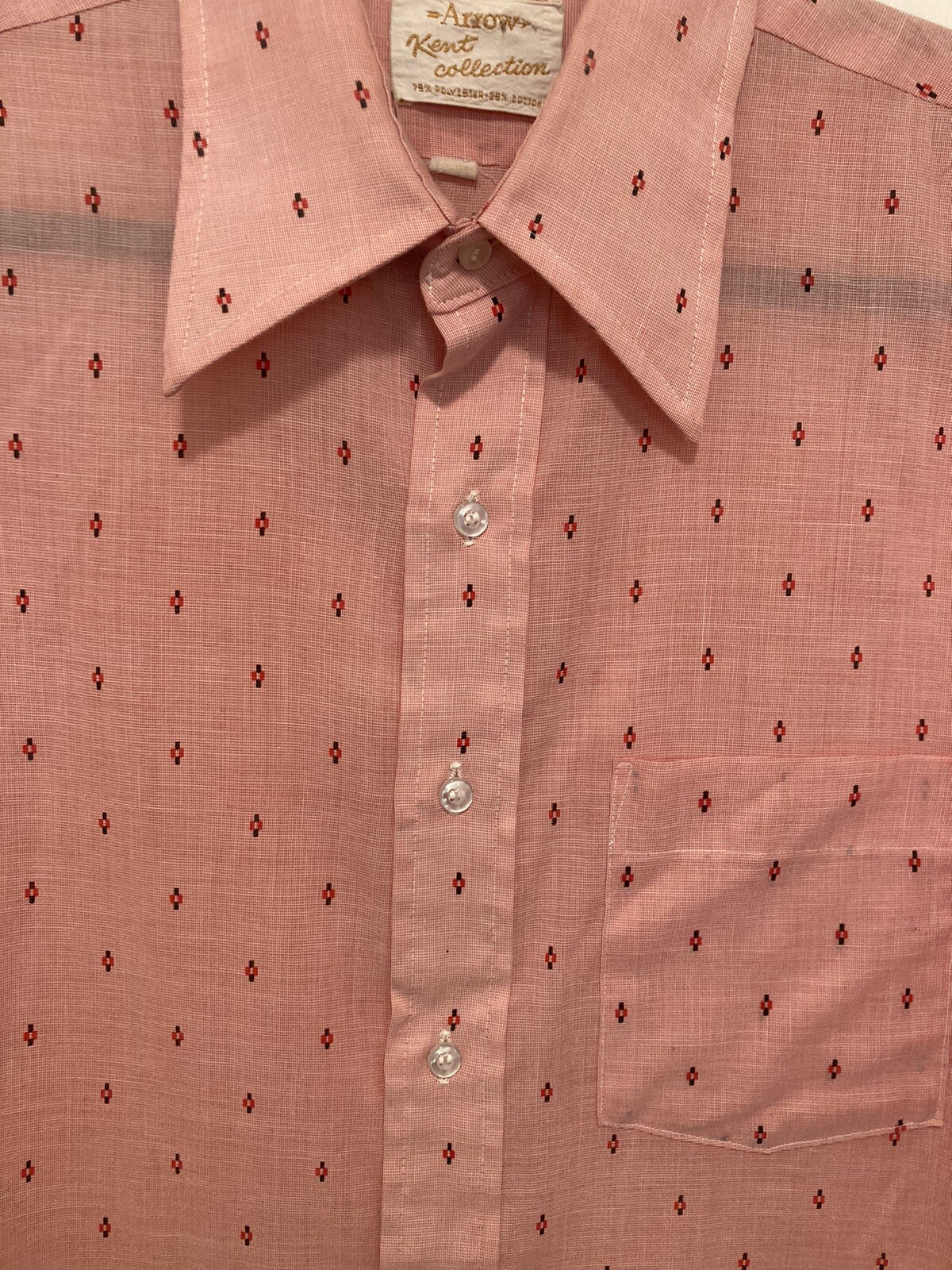 Vintage Kent Collection by Arrow Button Up Shirt Mens Large Pink Lightweight
