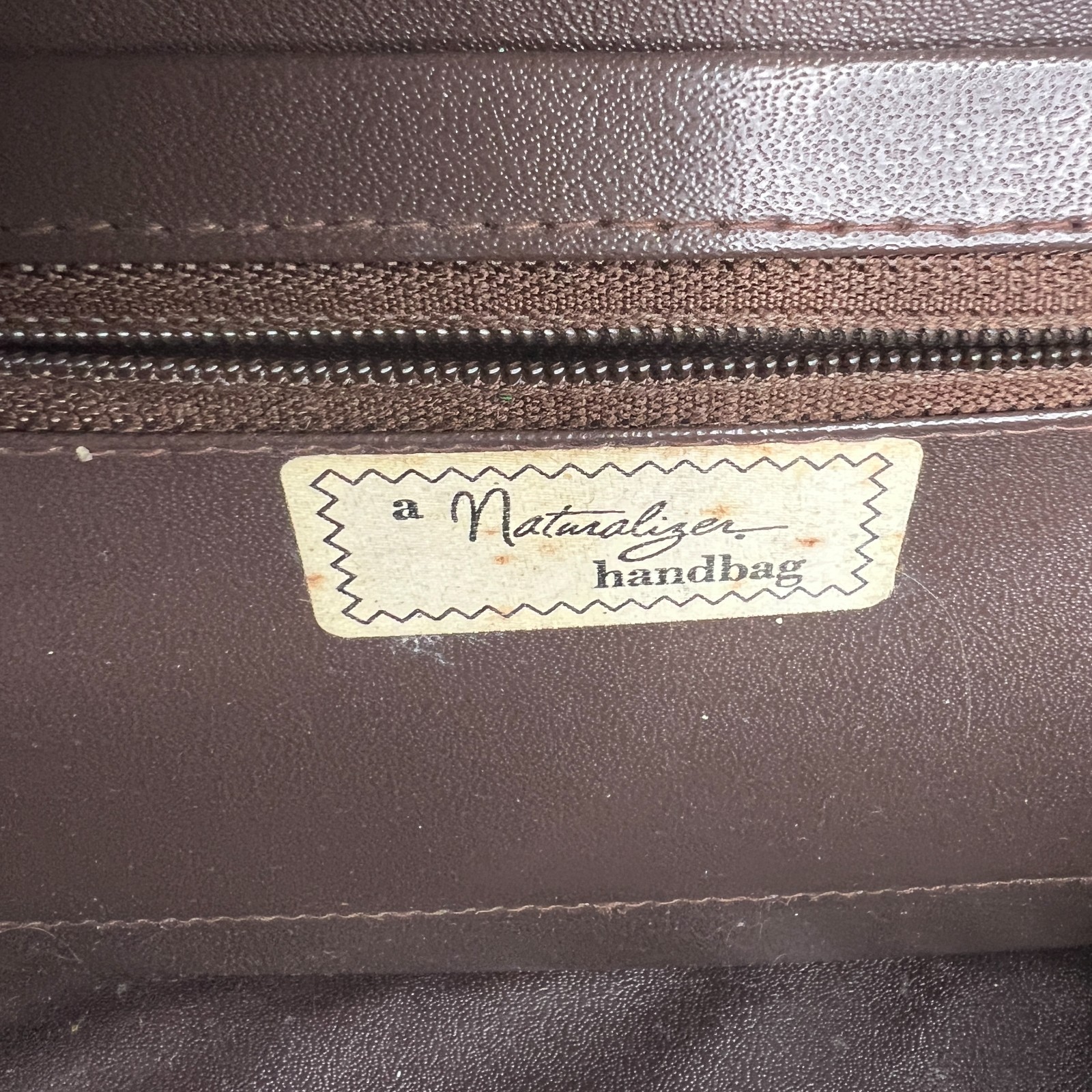 Vintage Naturalizer Handbag Brown Patchwork Faux Leather Purse Frame Kiss Lock