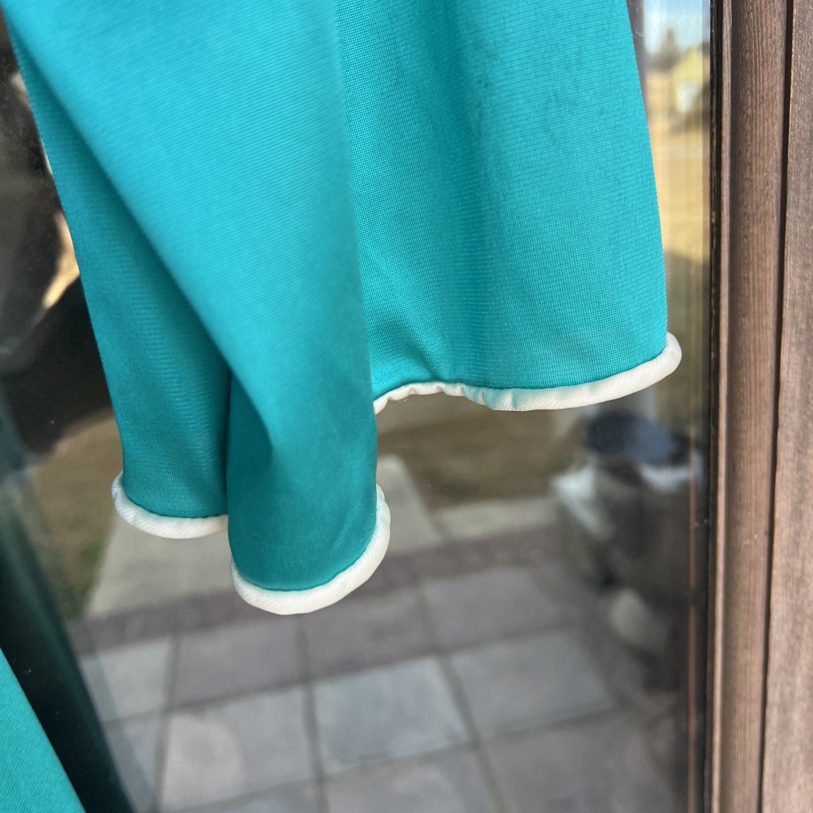 Vintage Vanity Fair Blue Green Teal Nylon Nightgown Peignoir Robe Set Medium