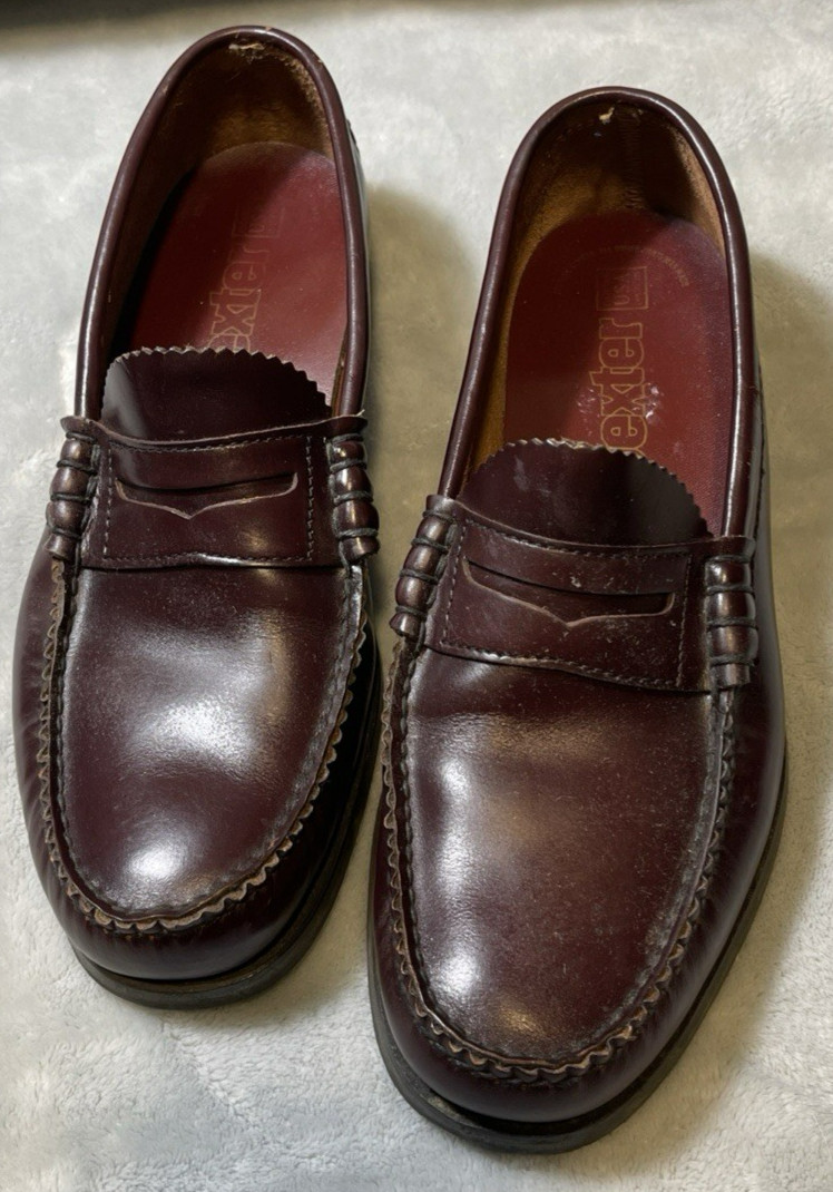 Dexter Leather Penny Loafers Men 8 D Burgundy Handsewn in USA Exc Con