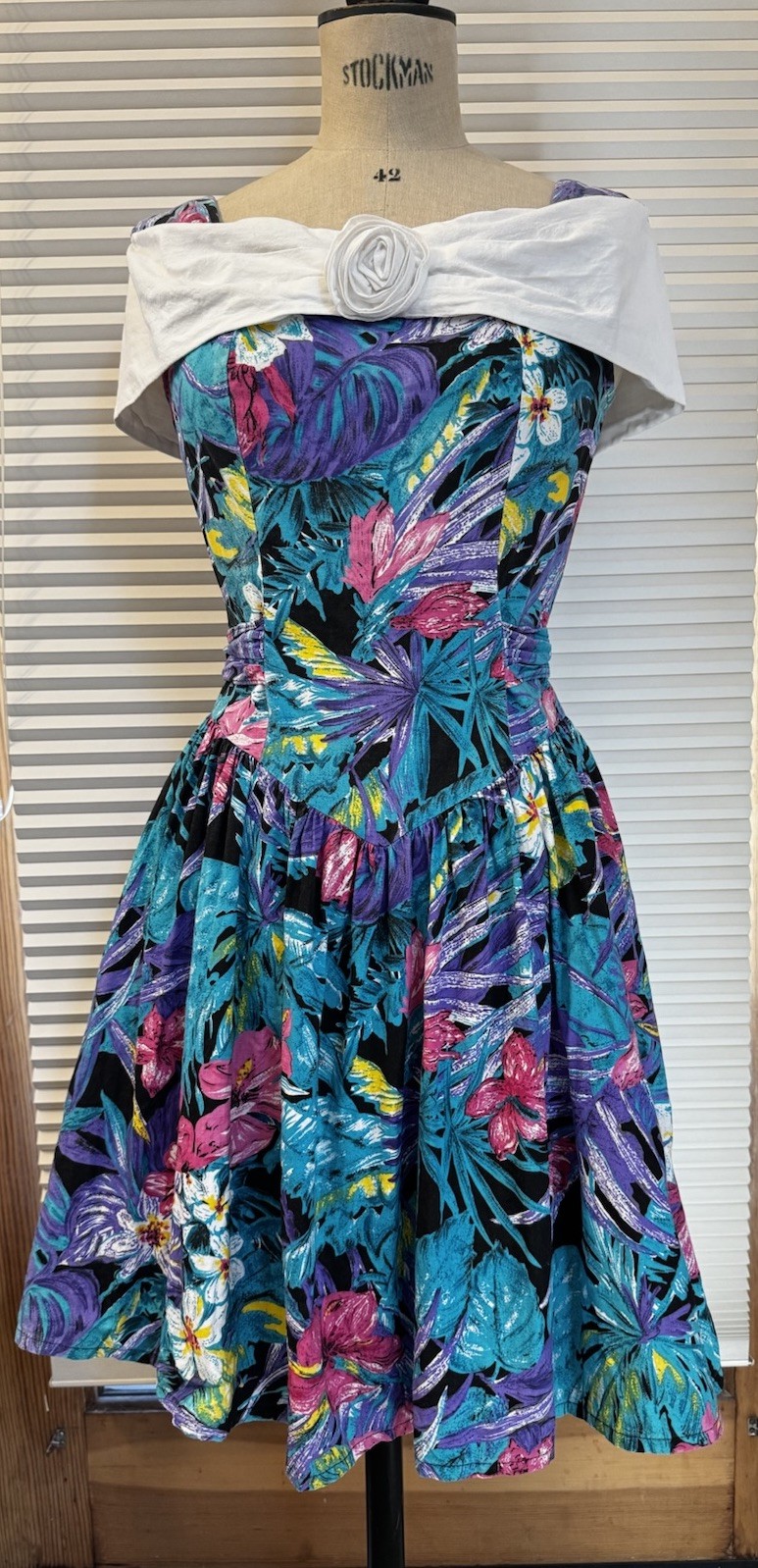 Vintage Floral Cottage prairie Dress By Eber San Francisco Tropical Floral 11