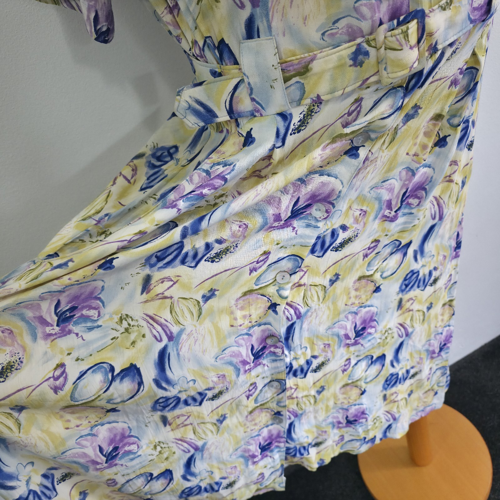 Vintage Stitches Australia Floral Midi Dress Belted Button Front Plus Size 16