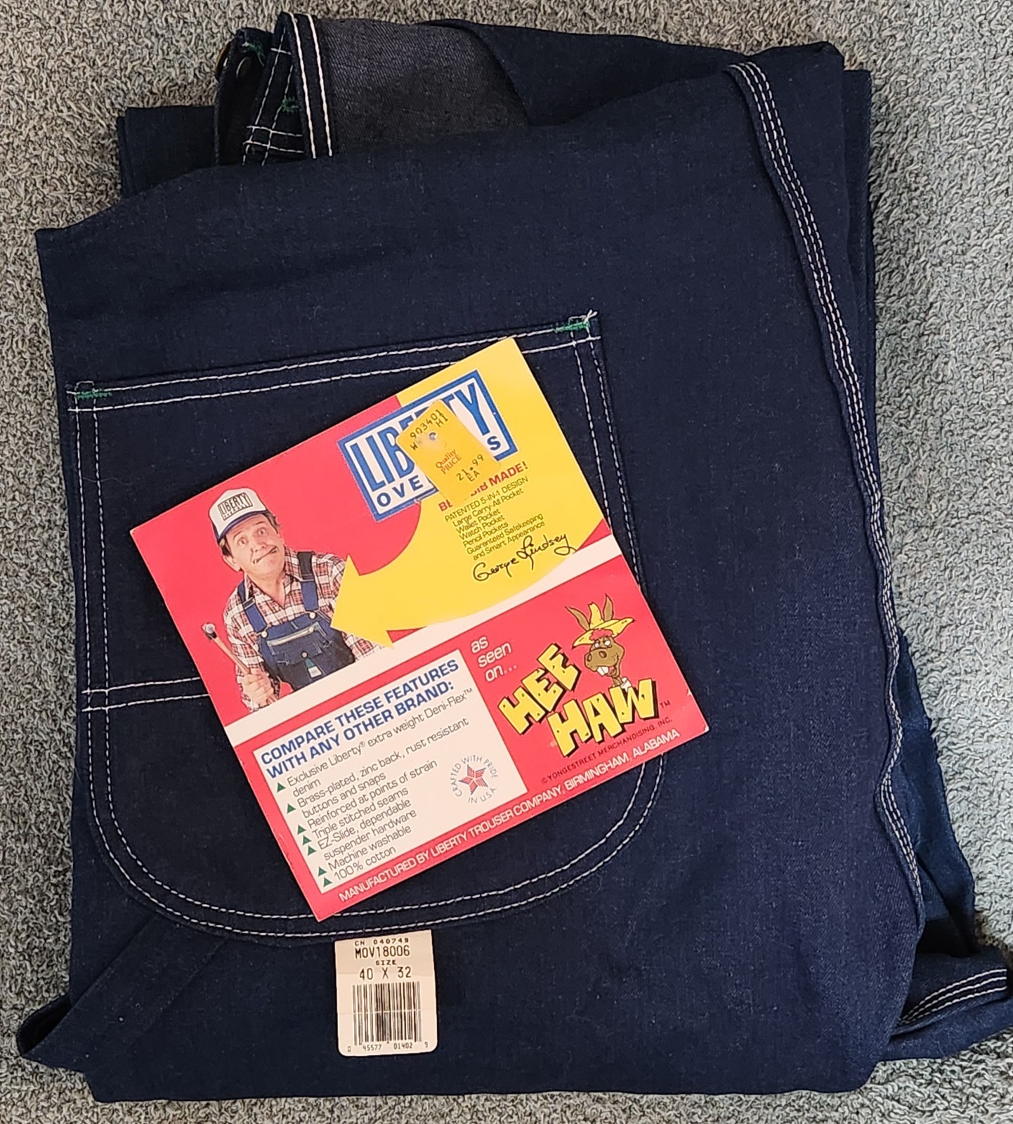 Vtg NWT Liberty Overalls Hee Haw George Lindsey Denim Workwear Deadstock 40×32