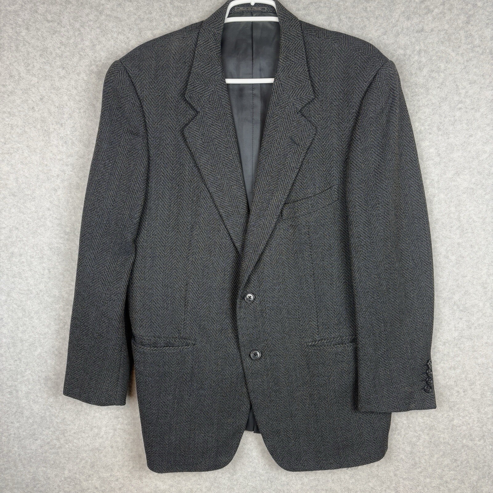 Vintage Corneliani Mens Gray Blue Wool Blazer Jacket Coat 50R Made in Italy