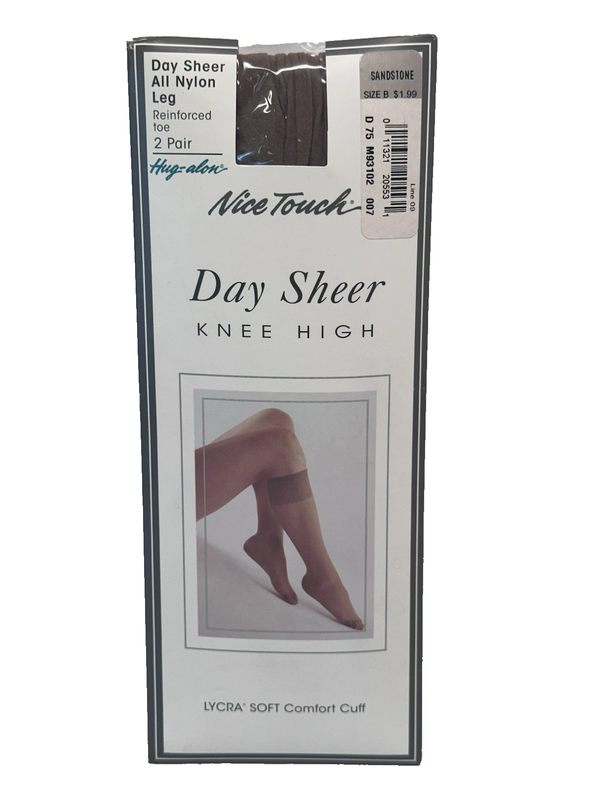 Nice Touch Day Sheer Knee High All Nylon Leg Sandstone 2-Pair Size B – New