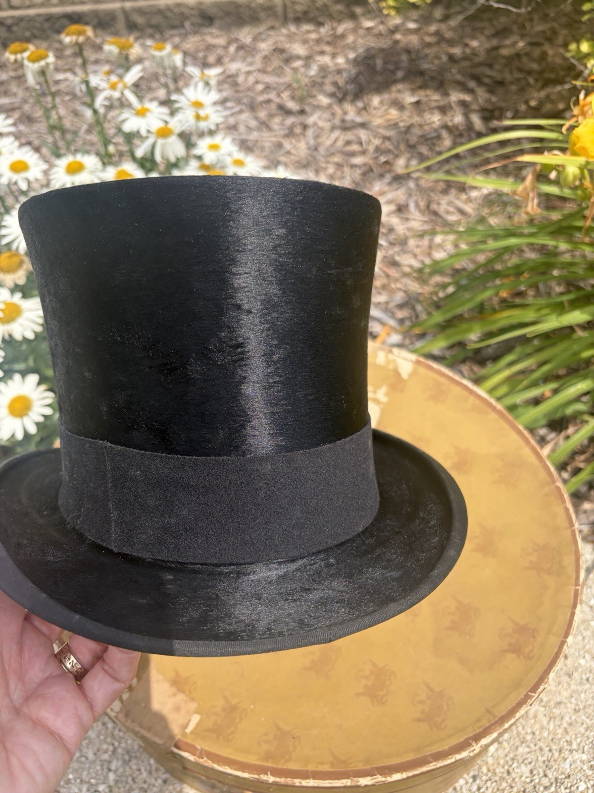 Antique Knox Top Hat 56cm Stunning!!! Black
