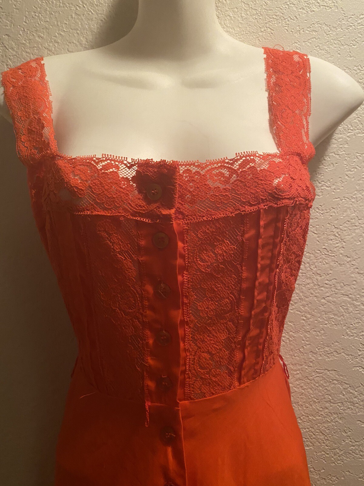 Vintage 70s Climax by David Howard Cotton And Lace Maxi Dress Size 3