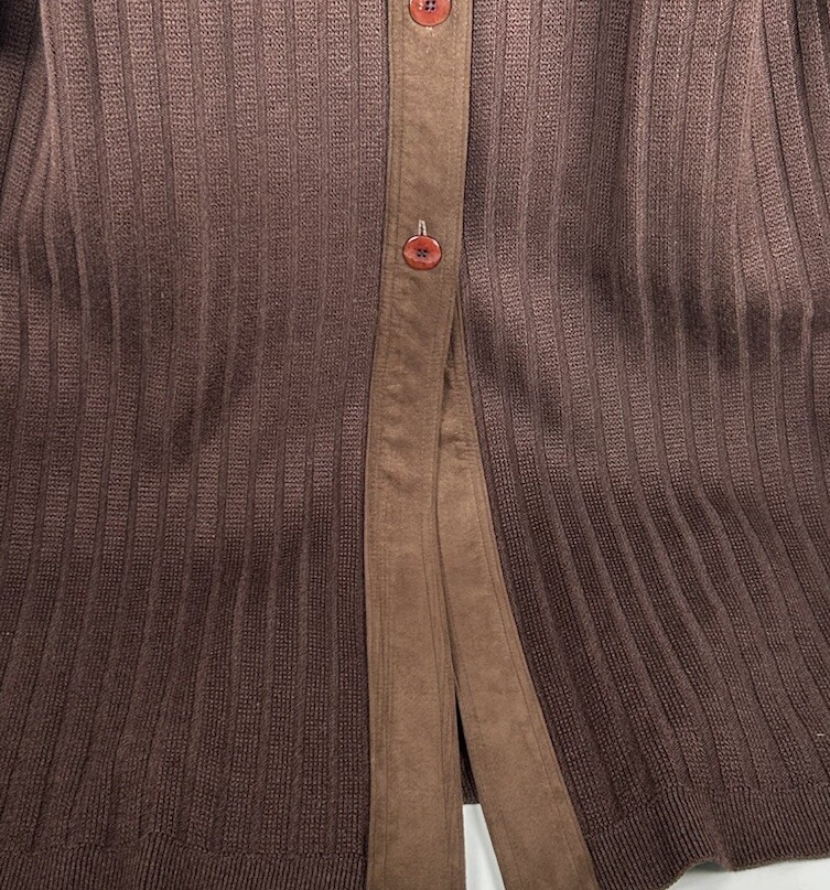 Vintage Lilli Ann Brown Long Sweater Trench Coat Sz XL Wool Suede Union Made