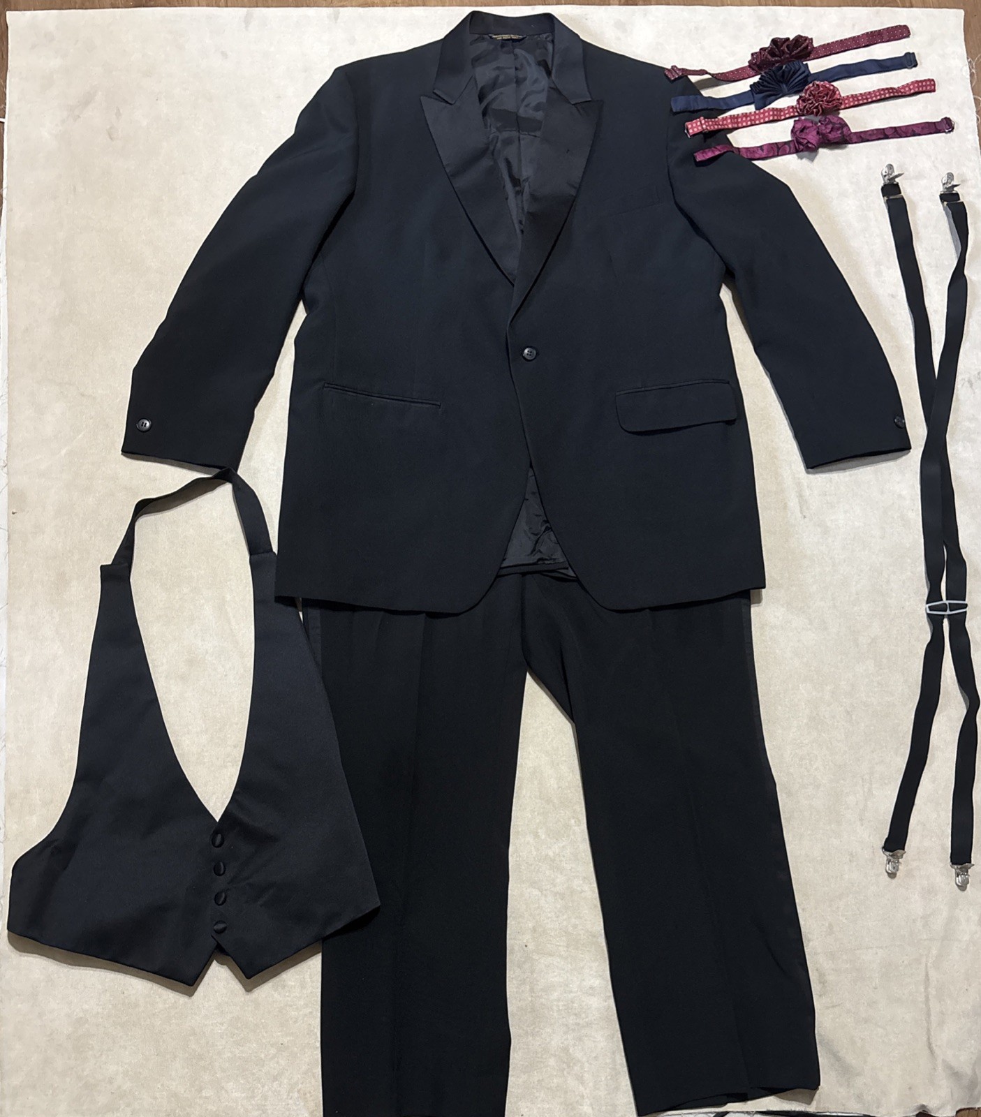 Palm Beach Vtg 50s Suit Tuxedo Mens 50 L Jacket Coat Pants 46 L x 30.5” Inseam