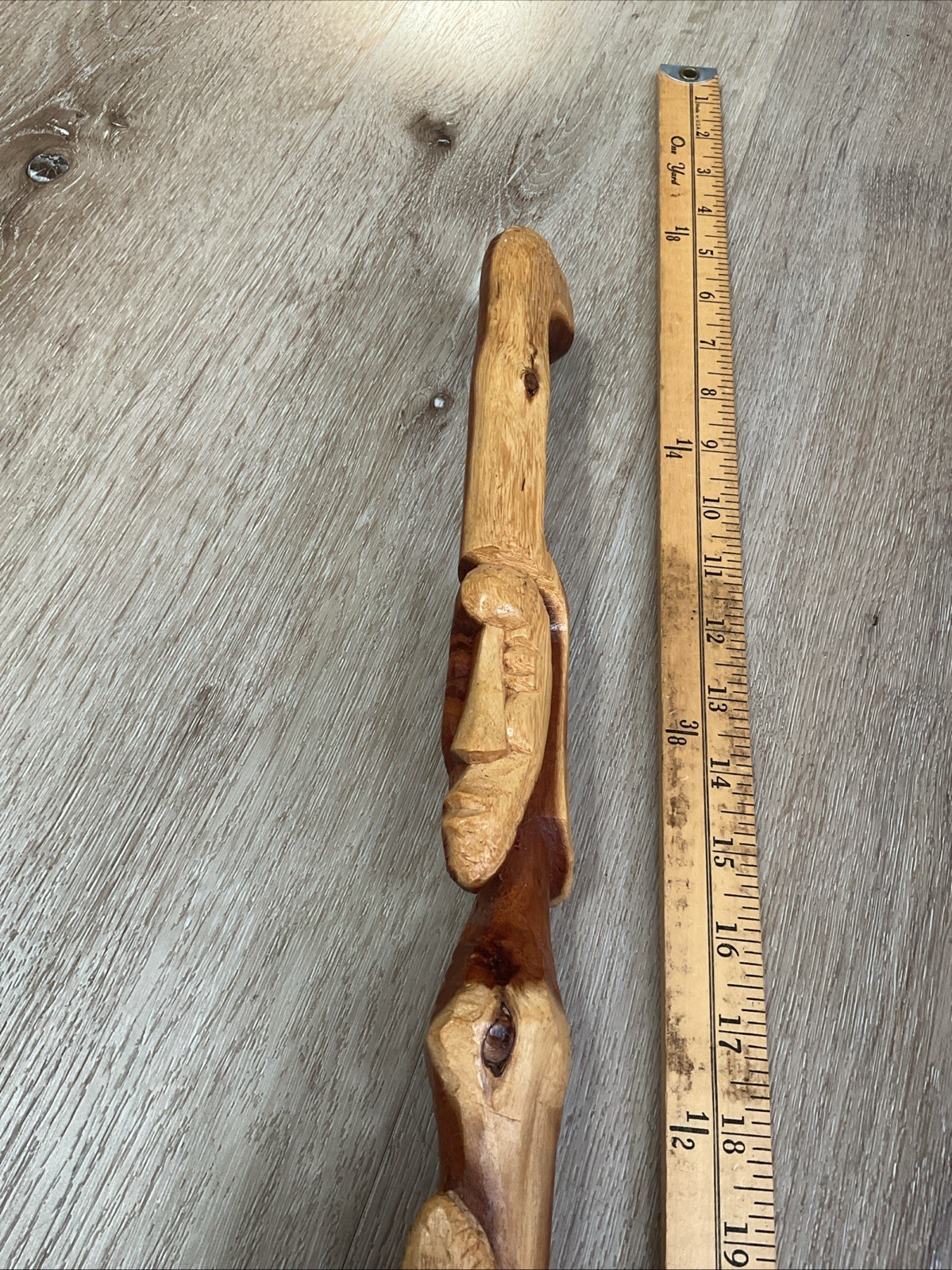 Walking Stick Or Cane – Hand Carved 2 Tone Hardwood African Tribal Face – 37.5”