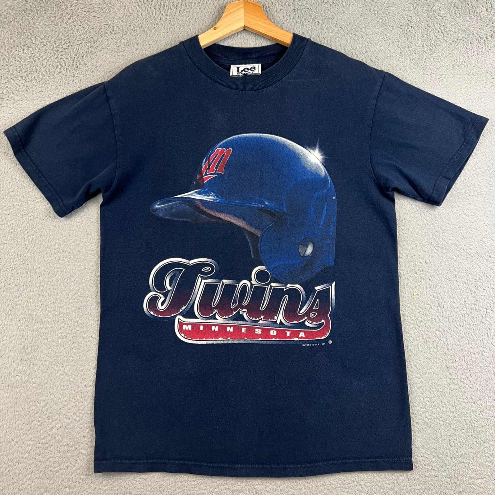 Vintage 1997 Minnesota Twins Lee Sport Nutmeg MLB T-Shirt Navy Blue Mens S
