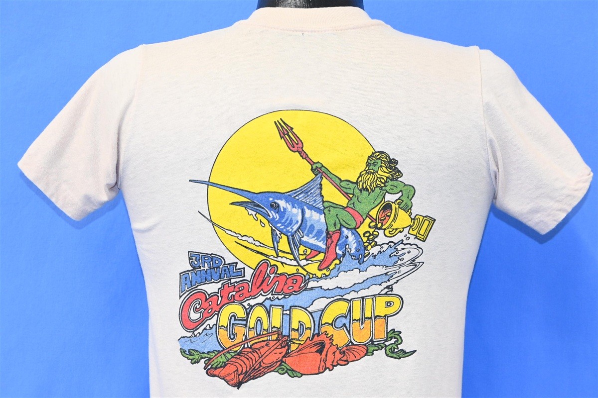 vintage 80s 3RD ANNUAL CATALINA GOLD CUP 1984 MARLIN FISHING t-shirt SMALL S
