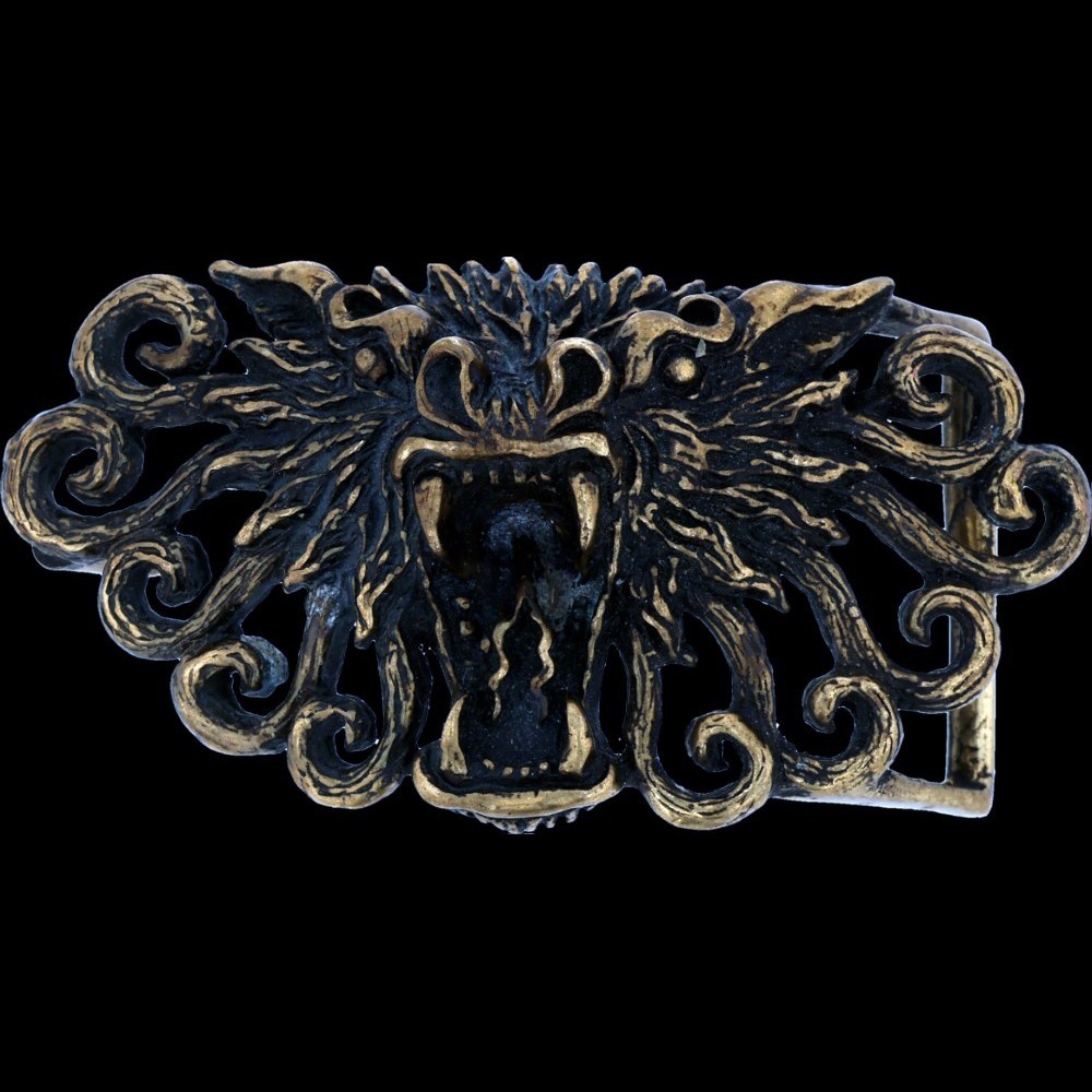 Brass Dragon Gothic Biker Wicca Fantasy Hippie Goth ISIS 80s Vintage Belt Buckle