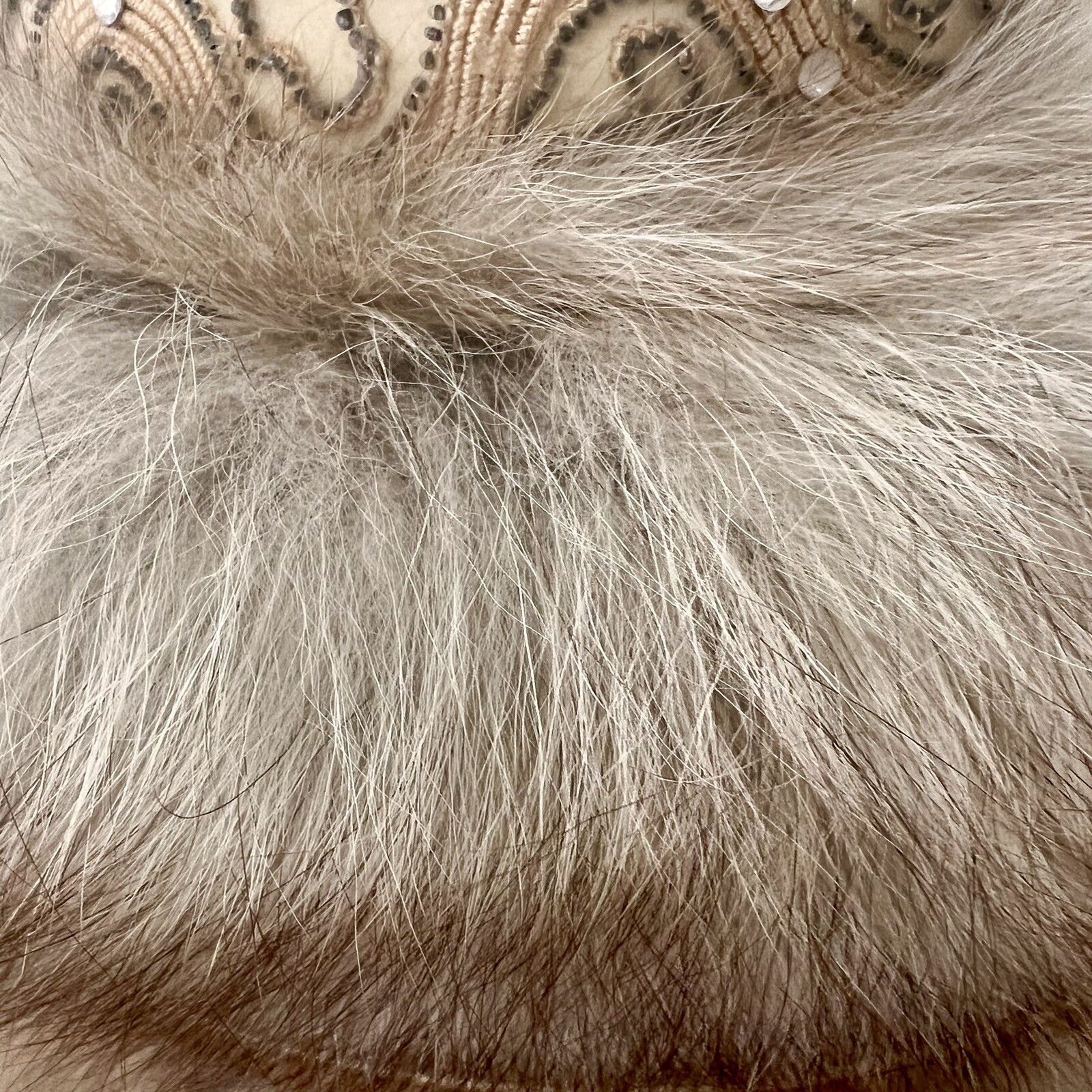 Vtg 1950s Julius Garfinckel & Co. Cream Color Fox Fur Embroidered Formal Hat