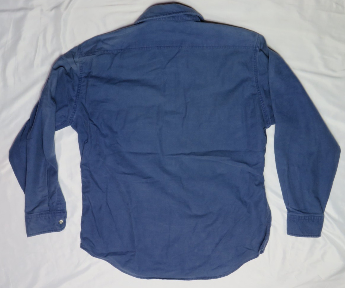 ST. JOHN’S BAY MEN L 16-16 1/2 BLUE CHAMOIS CLOTH BUTTON FRONT SHIRT VINTAGE