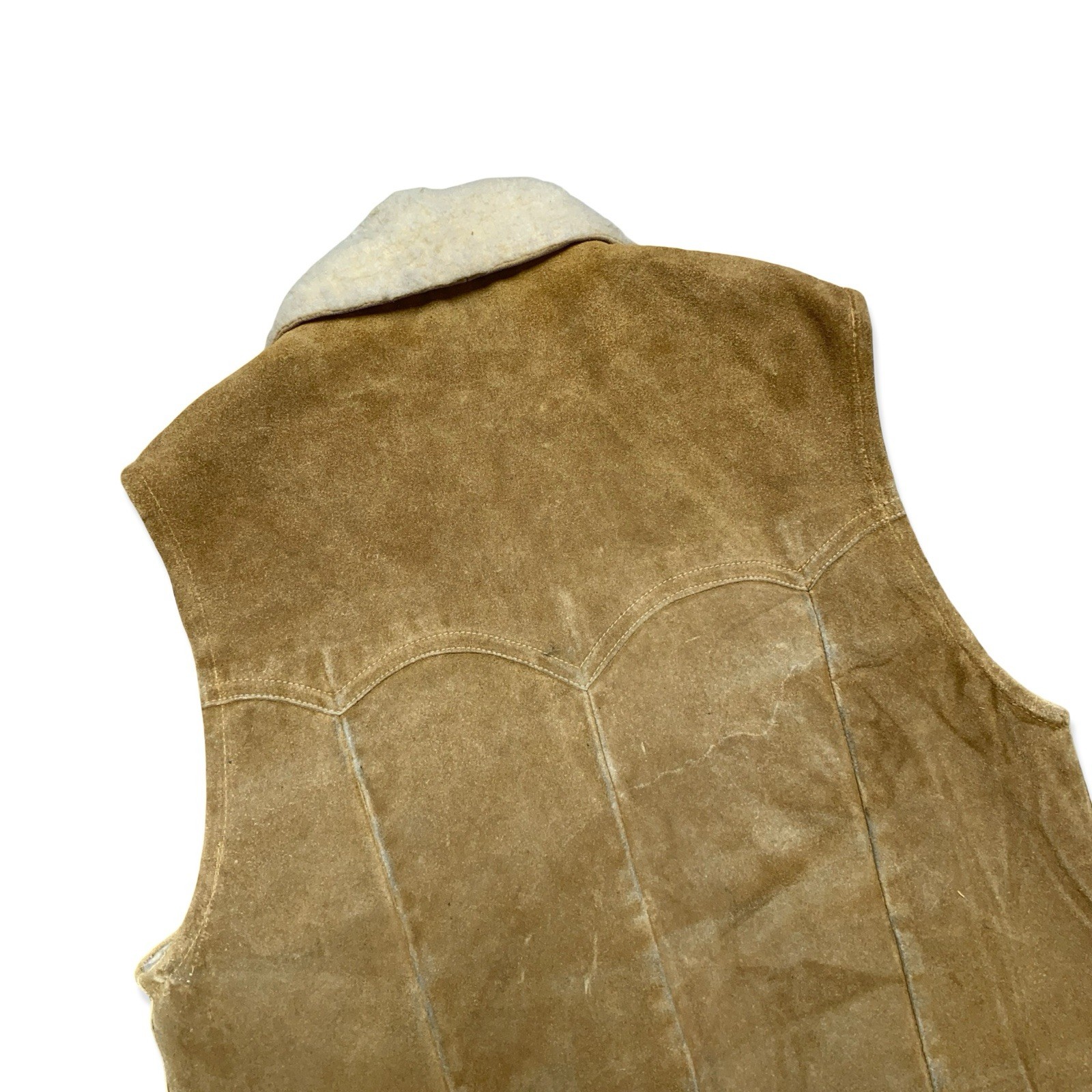 Vintage 60s Jo O Kay Shearling Style Vest Genuine Leather Worn