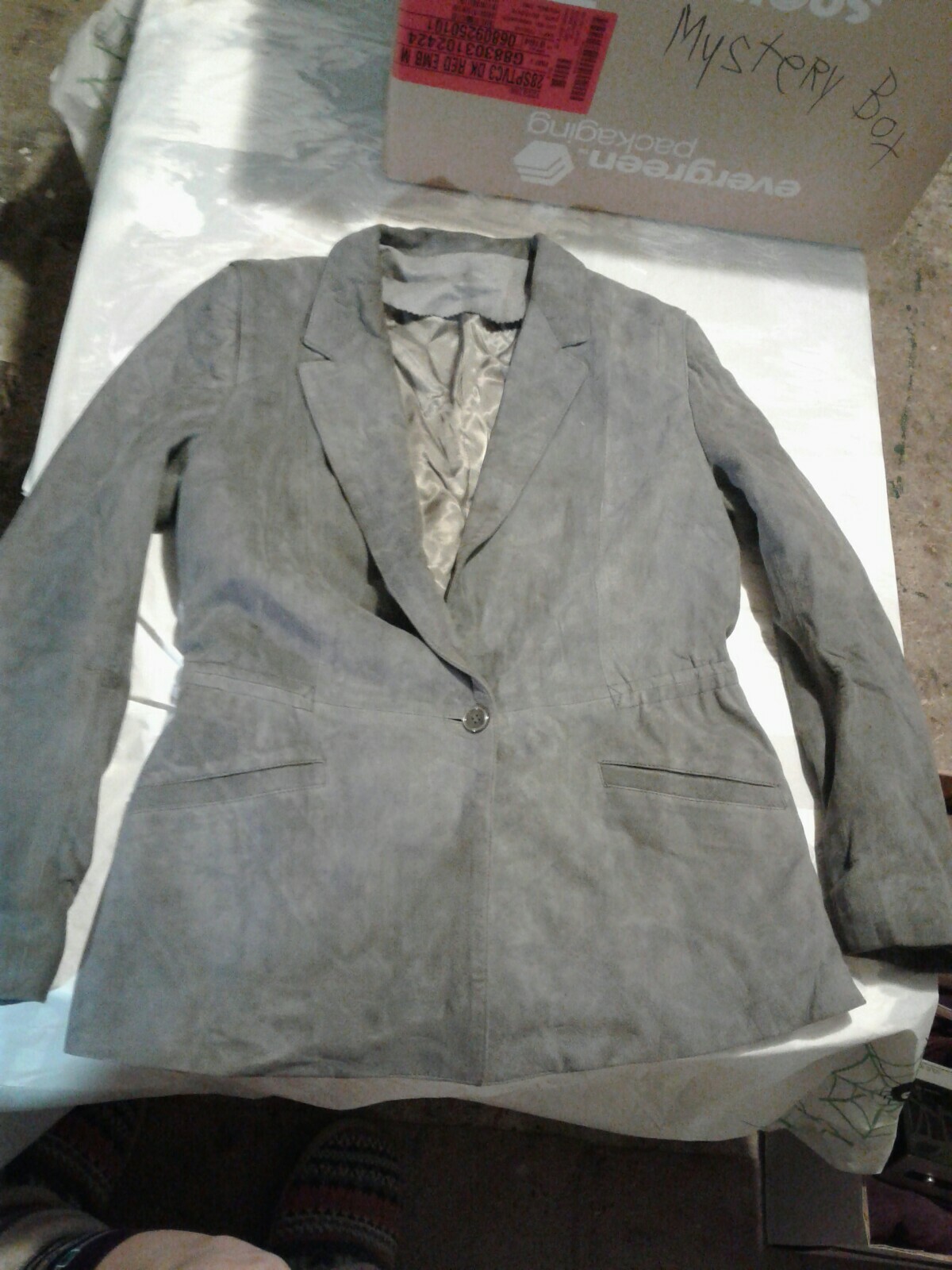 Vintage Vera Pelle Gray Suede Blazer Unisex 48/6 (cb41)