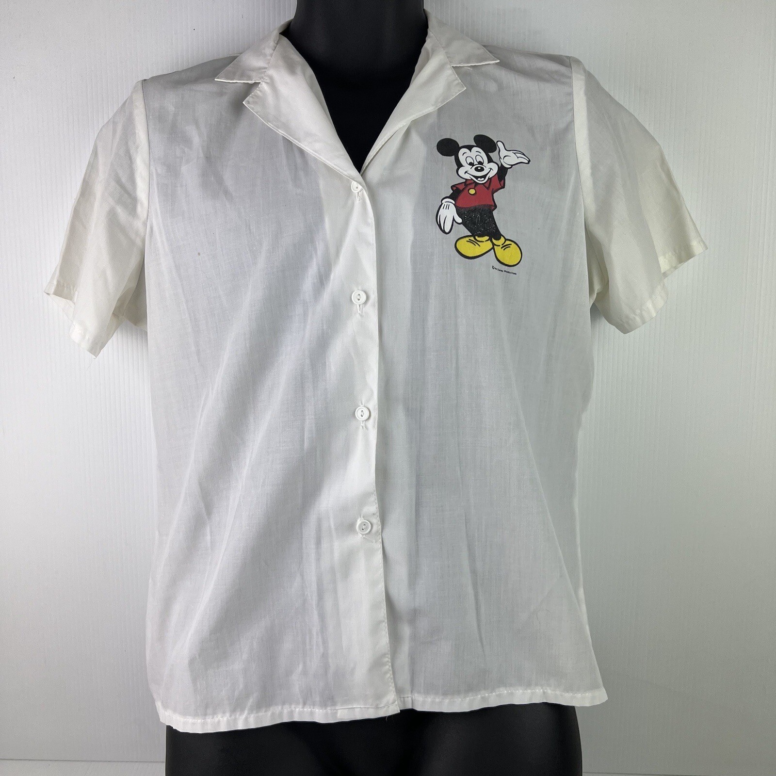 Vintage Almost Famous Made in Australia Short Sleeved Button Up Mickey Mouse