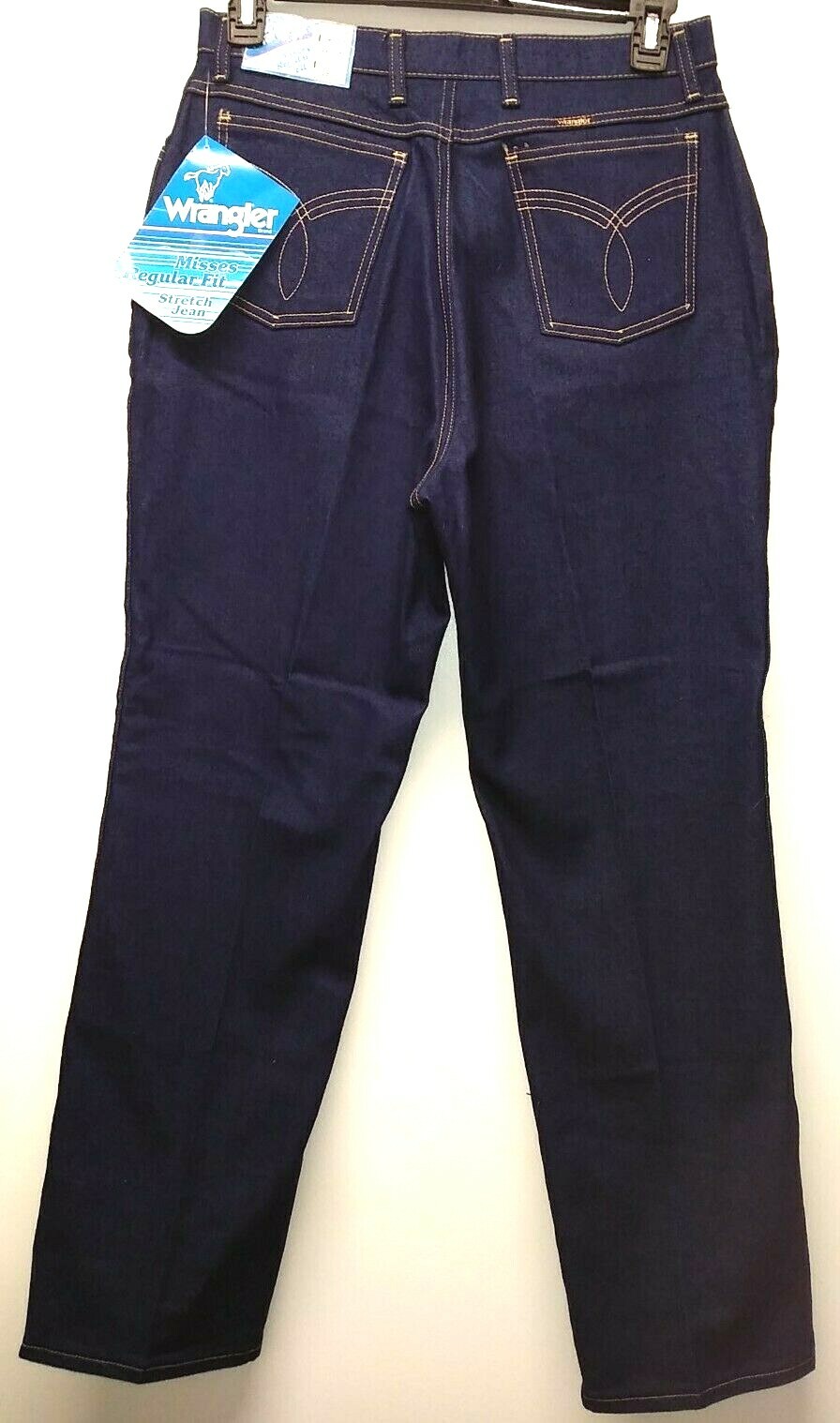 NEW Vintage Wrangler High Waist Misses Regular Fit Jeans Sz 18 Dark Blue USA NWT
