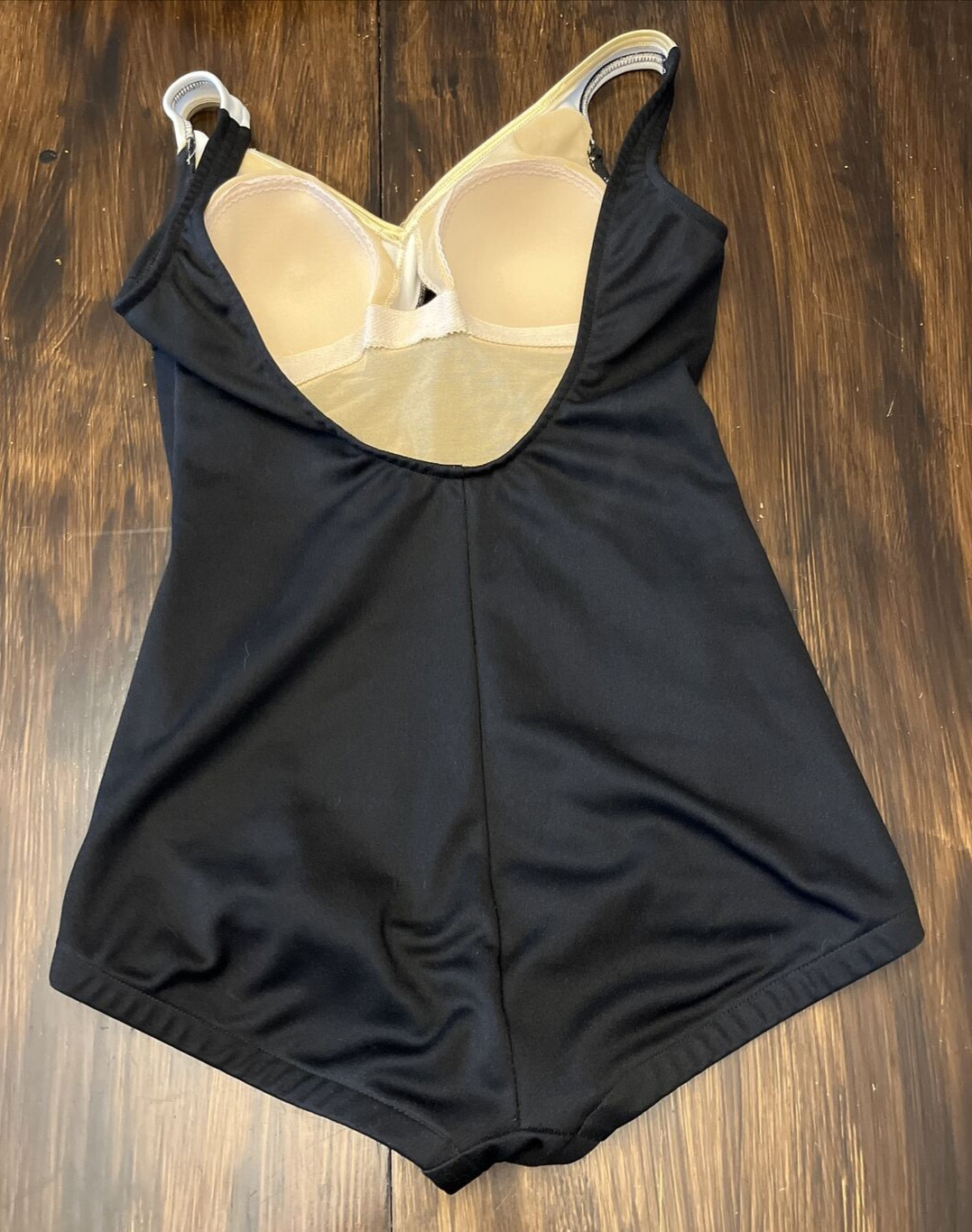 Vintage Swimsuit 60s Black with White Stripe Pinup Swimsuit Size 12 Made in USA